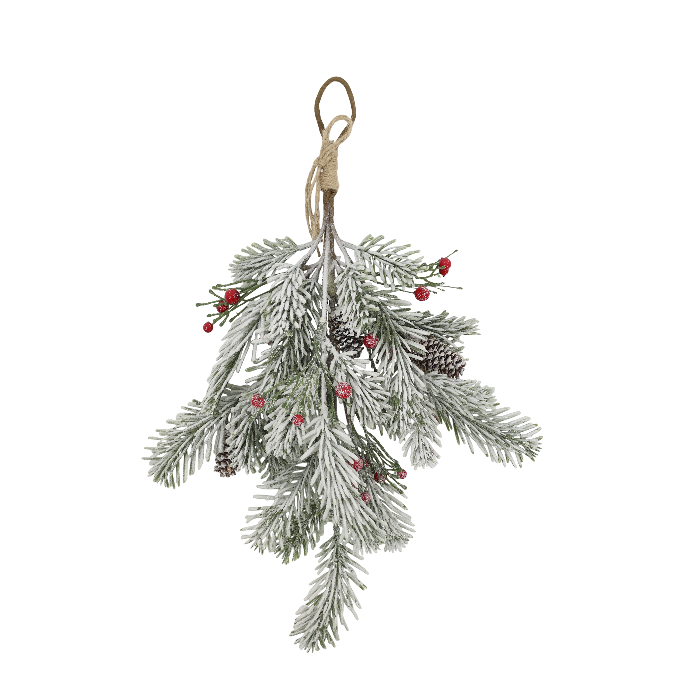 Tannenbaum mit Schnee und Beeren – Deko-Zweig, 46 cm