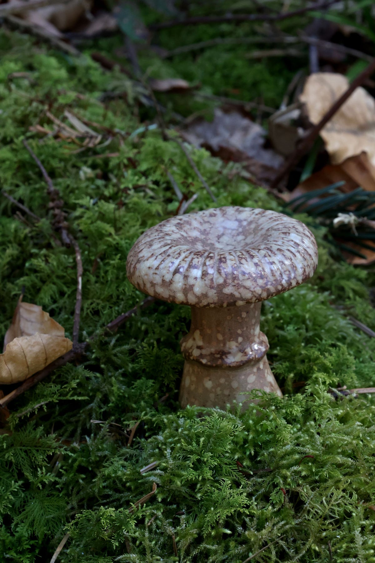 Keramik Pilz Deko mokka 7 cm hoch