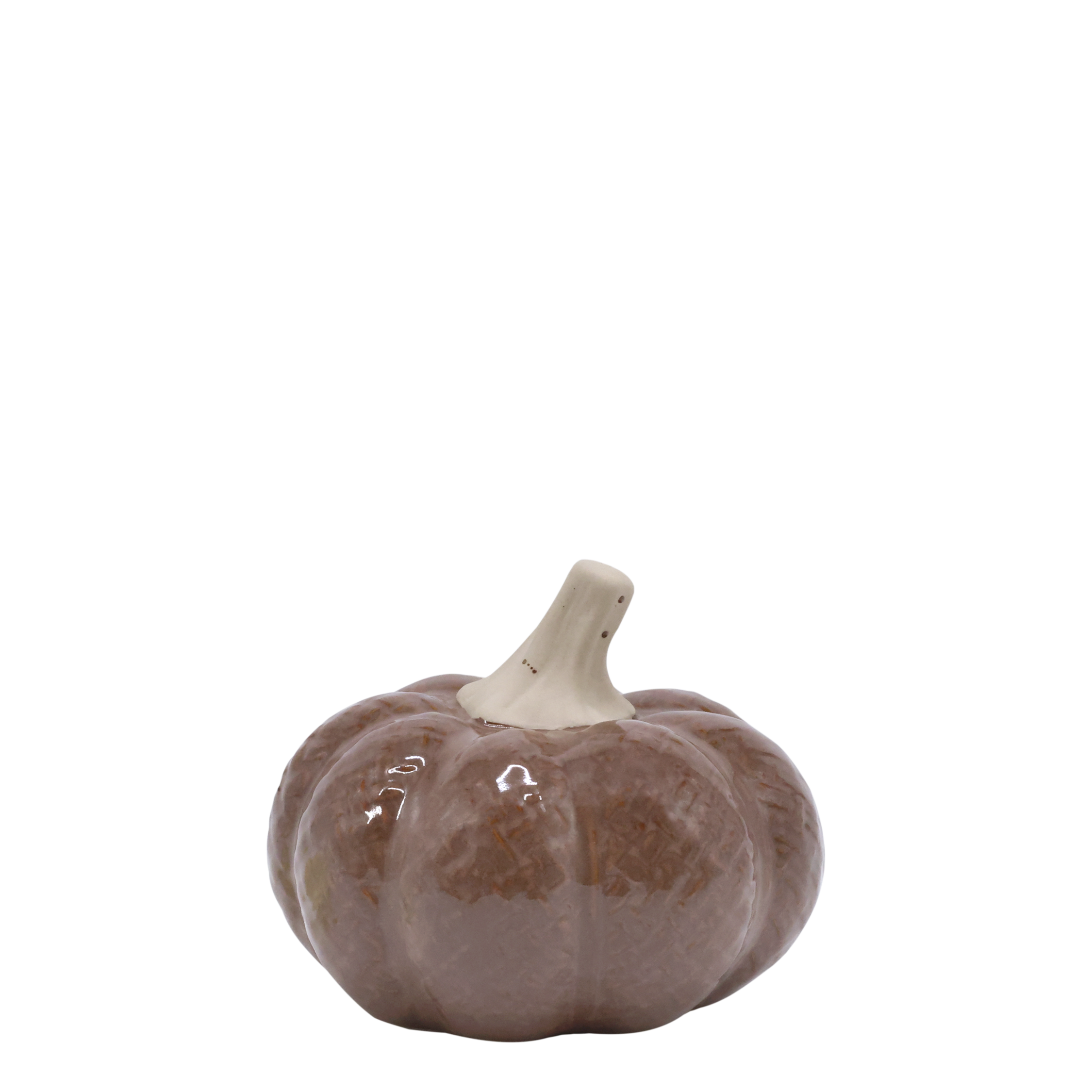 Keramik Kürbis Deko in Mokka, 9,5 cm hoch
