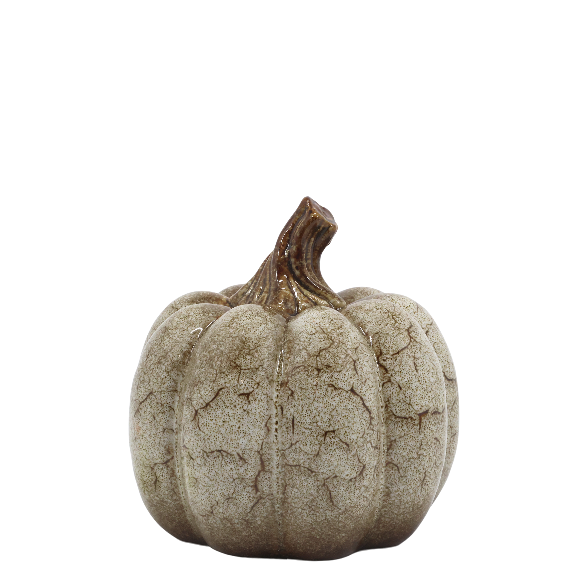 Kürbis Deko aus Keramik in Antique Weiß, 15 cm