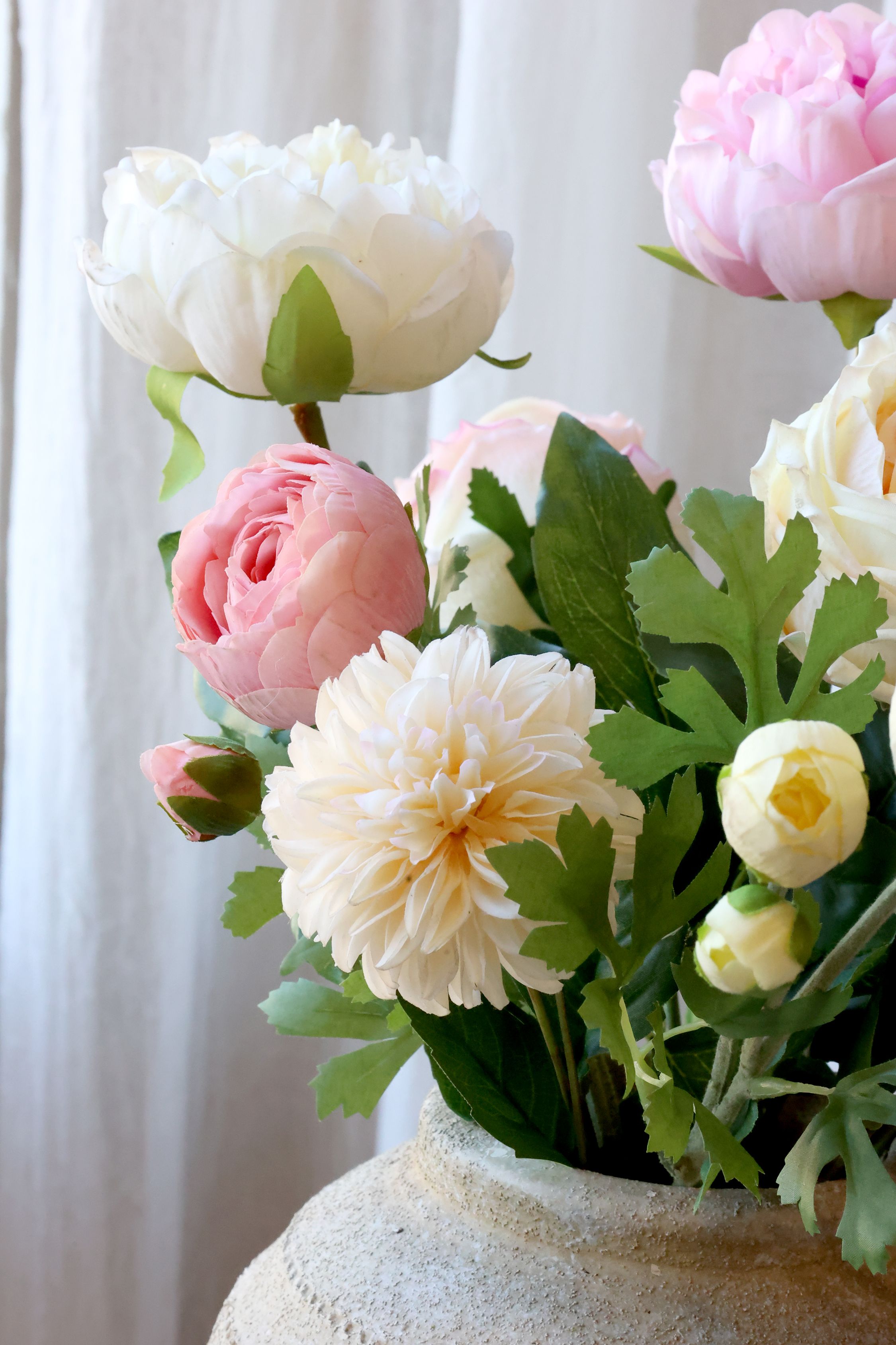 Dahlie Kunstblume mit Stiel, champagner, 44 cm