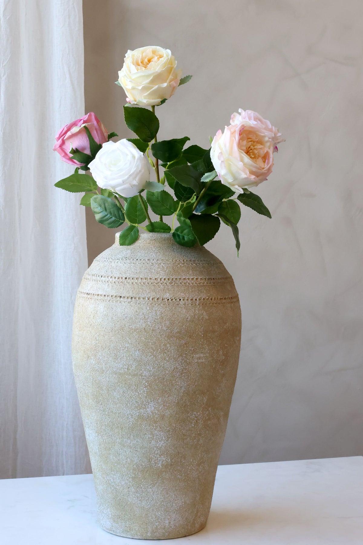 Kunstrose Blume Fleur Silk Touch Champagner 48 cm