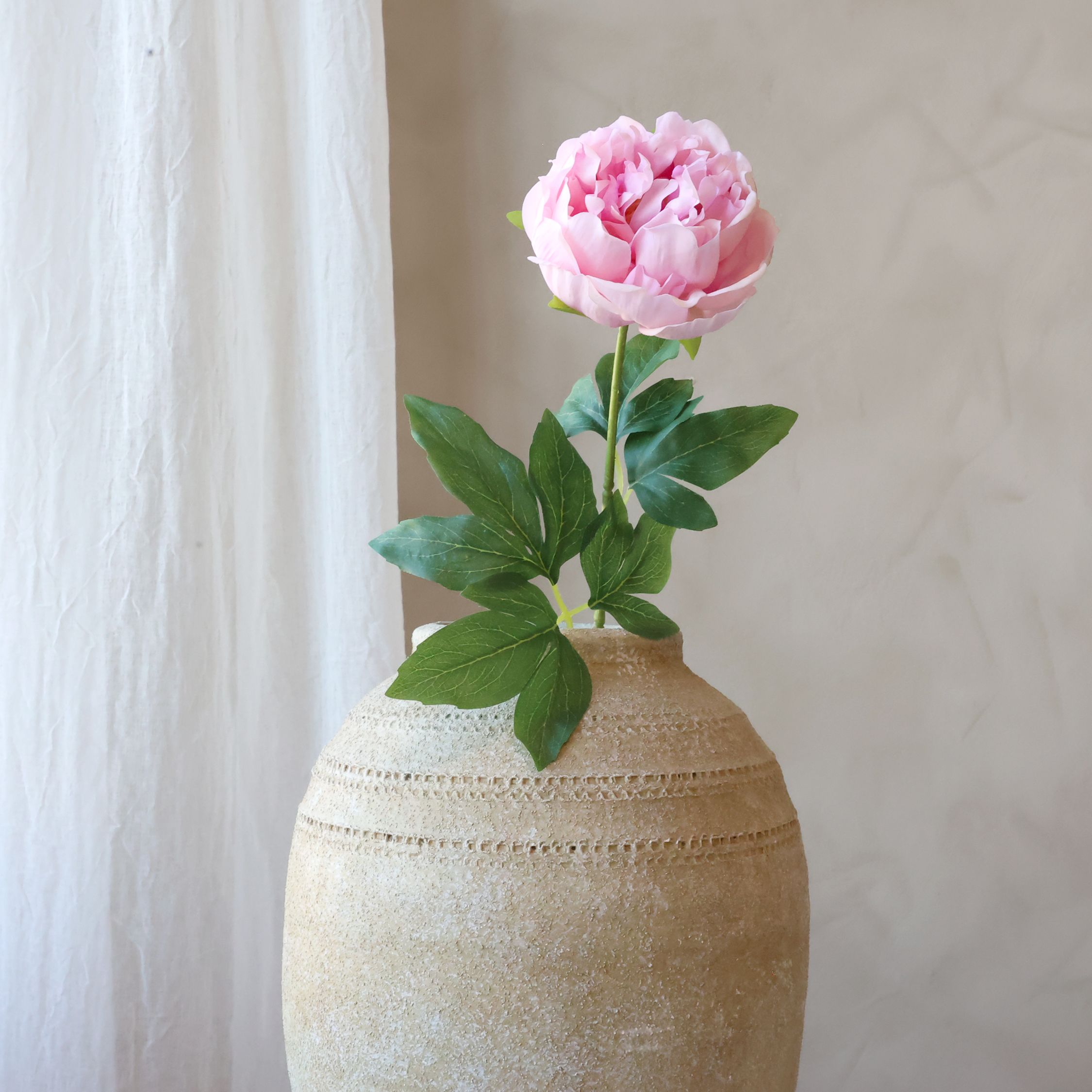 Kunstblume Pfingstrose rosa mit Stiel, 60 cm