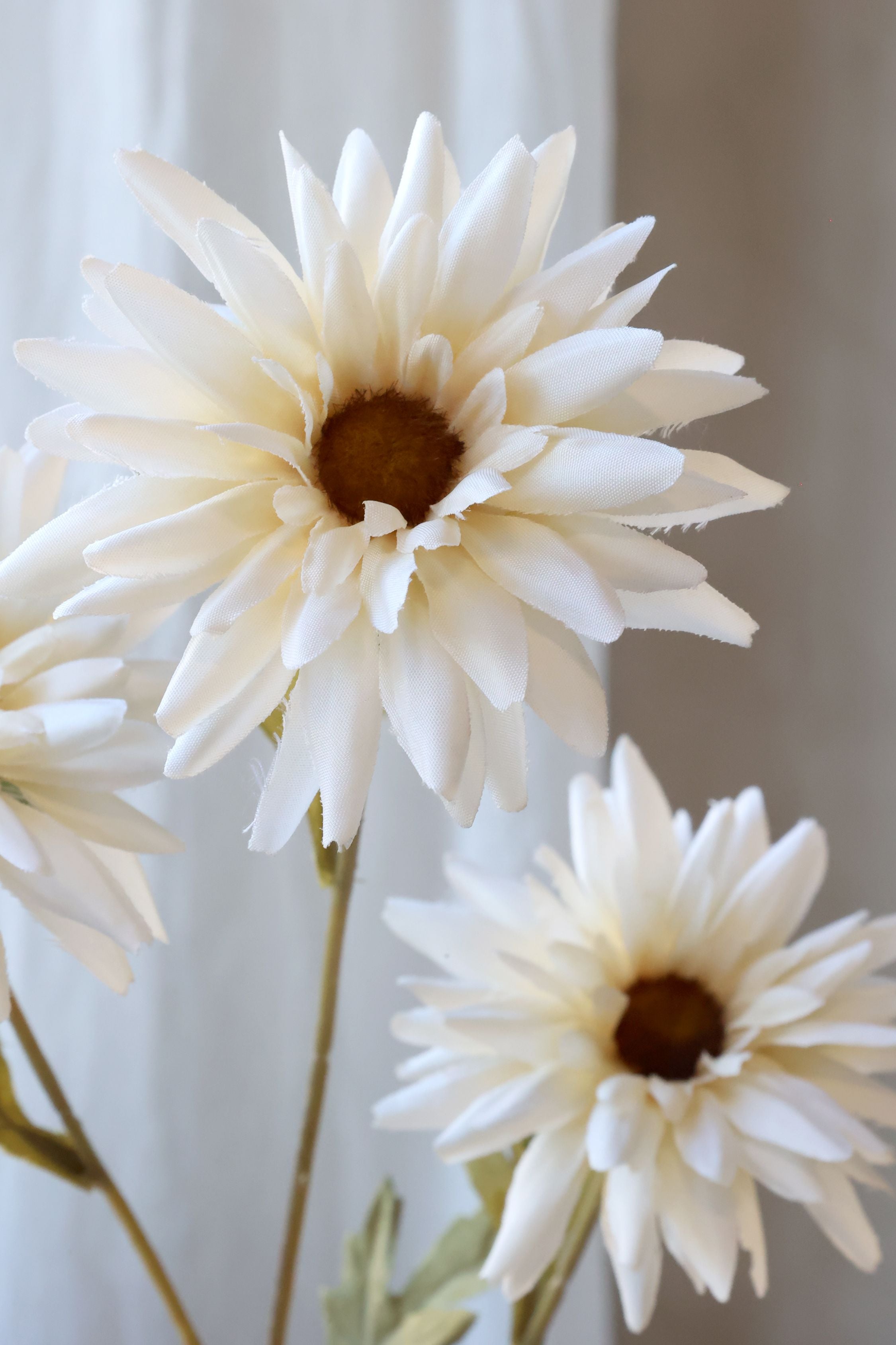 Kunst-Chrysantheme mit Stiel, 60 cm hoch, creme