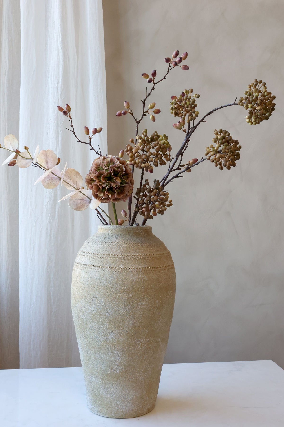 Dekozweig mit Beeren in Dusty Rose, 96 cm