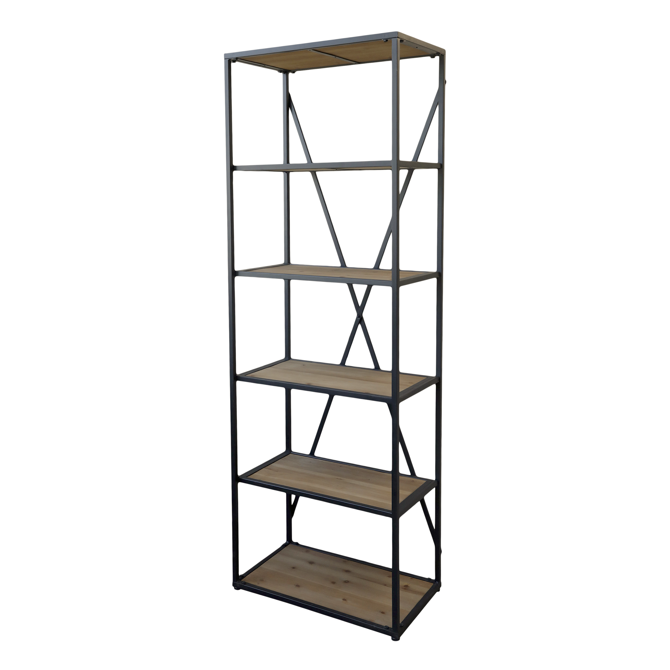 Französisches Regal mit 5 Holzfächern, antik schwarz