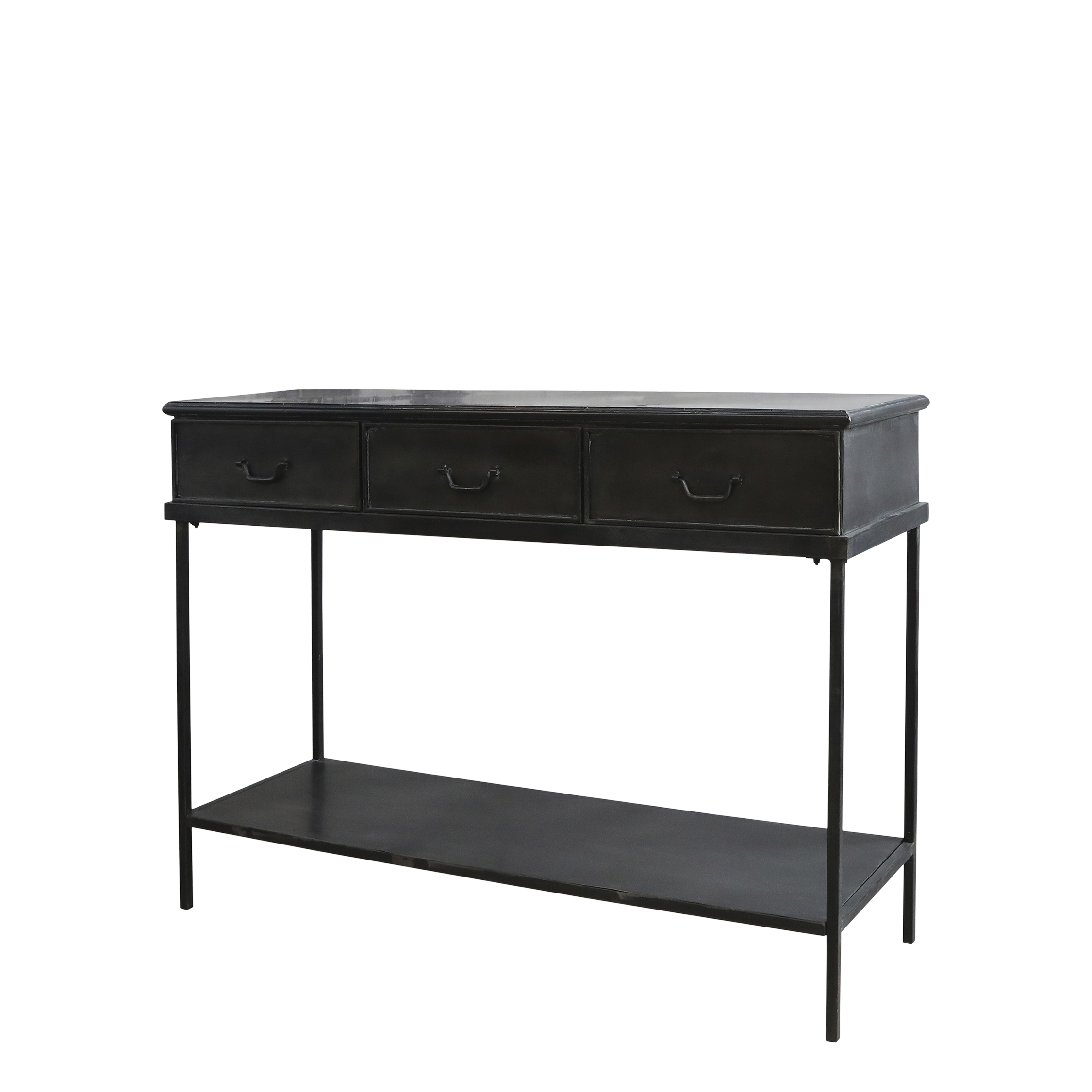 Konsolentisch mit 3 Schubladen, Eisen, 123 cm, antique