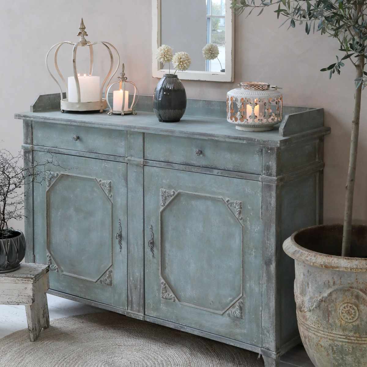 Kommode mit Schubladen und Türen, Schranktisch antique opal