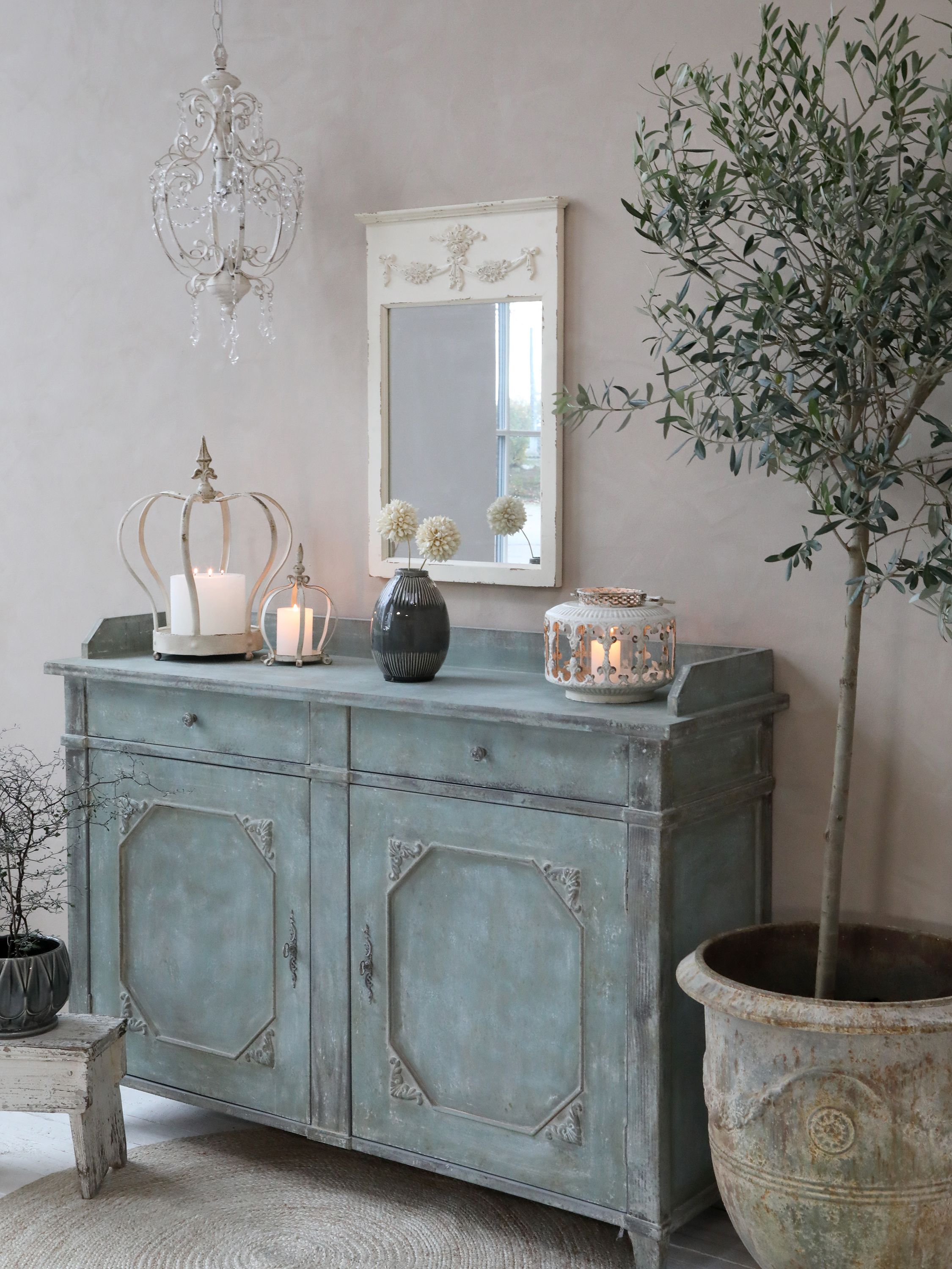 Kommode mit Schubladen und Türen, Schranktisch antique opal