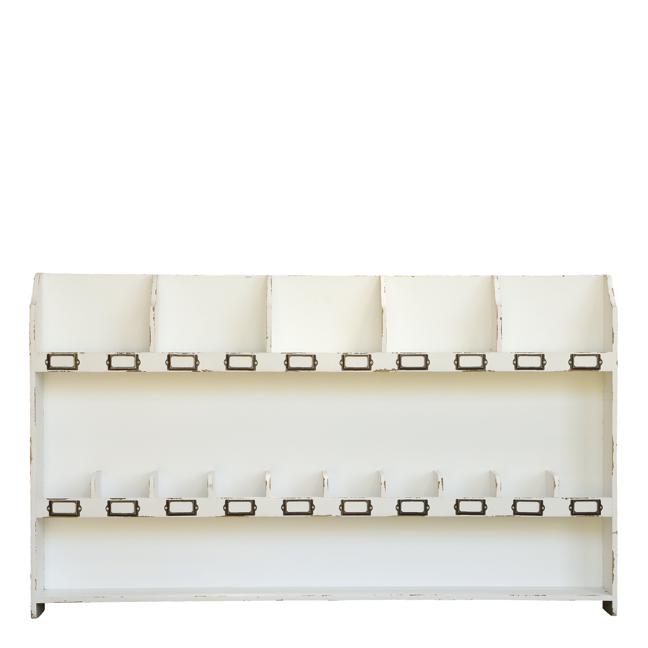 Sorting Shelf for wall w. 15 compartments H70/L120/W12 cm antique cream