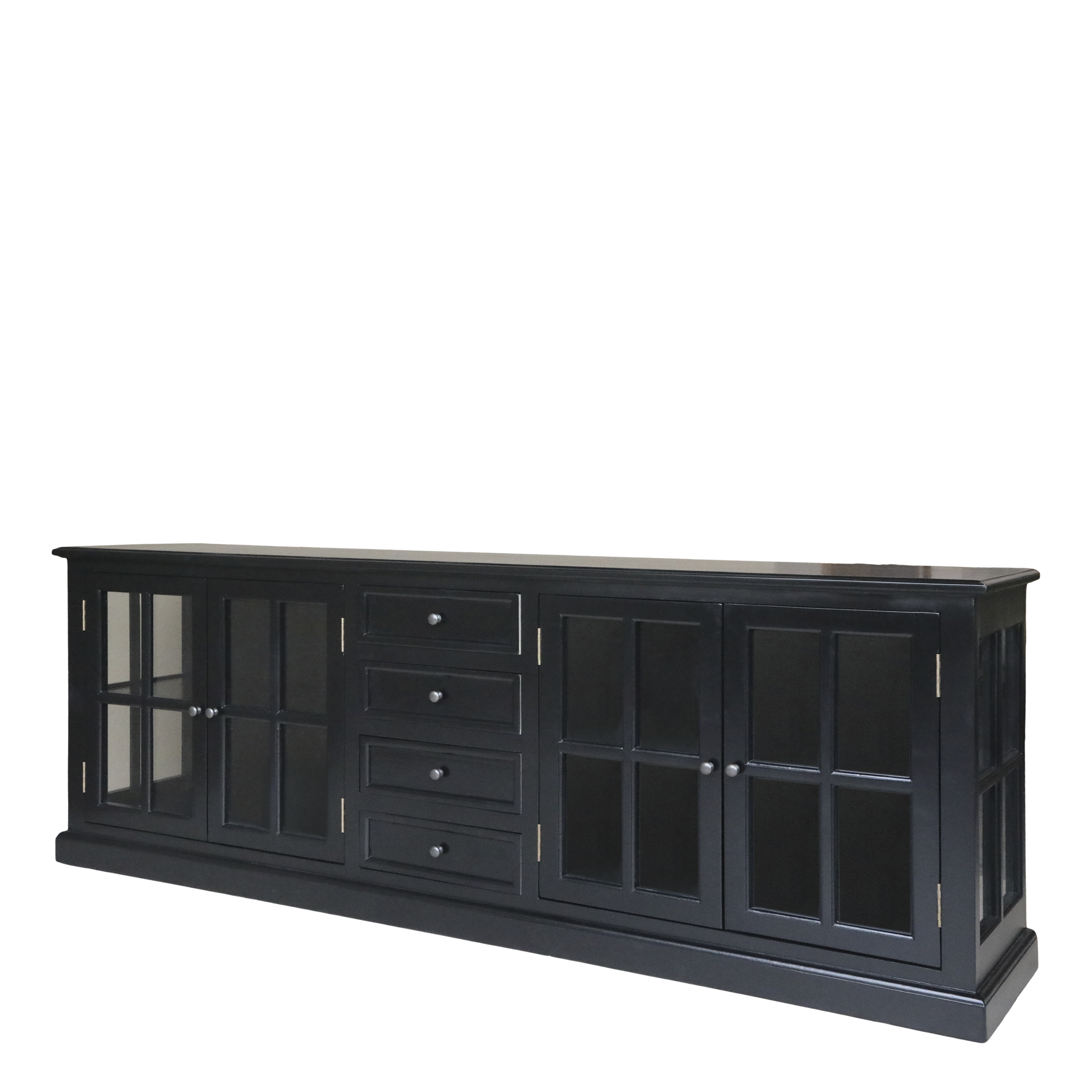 Marseille Display Cabinet w. 4 doors & 4 drawers H80/L220/W45 cm black