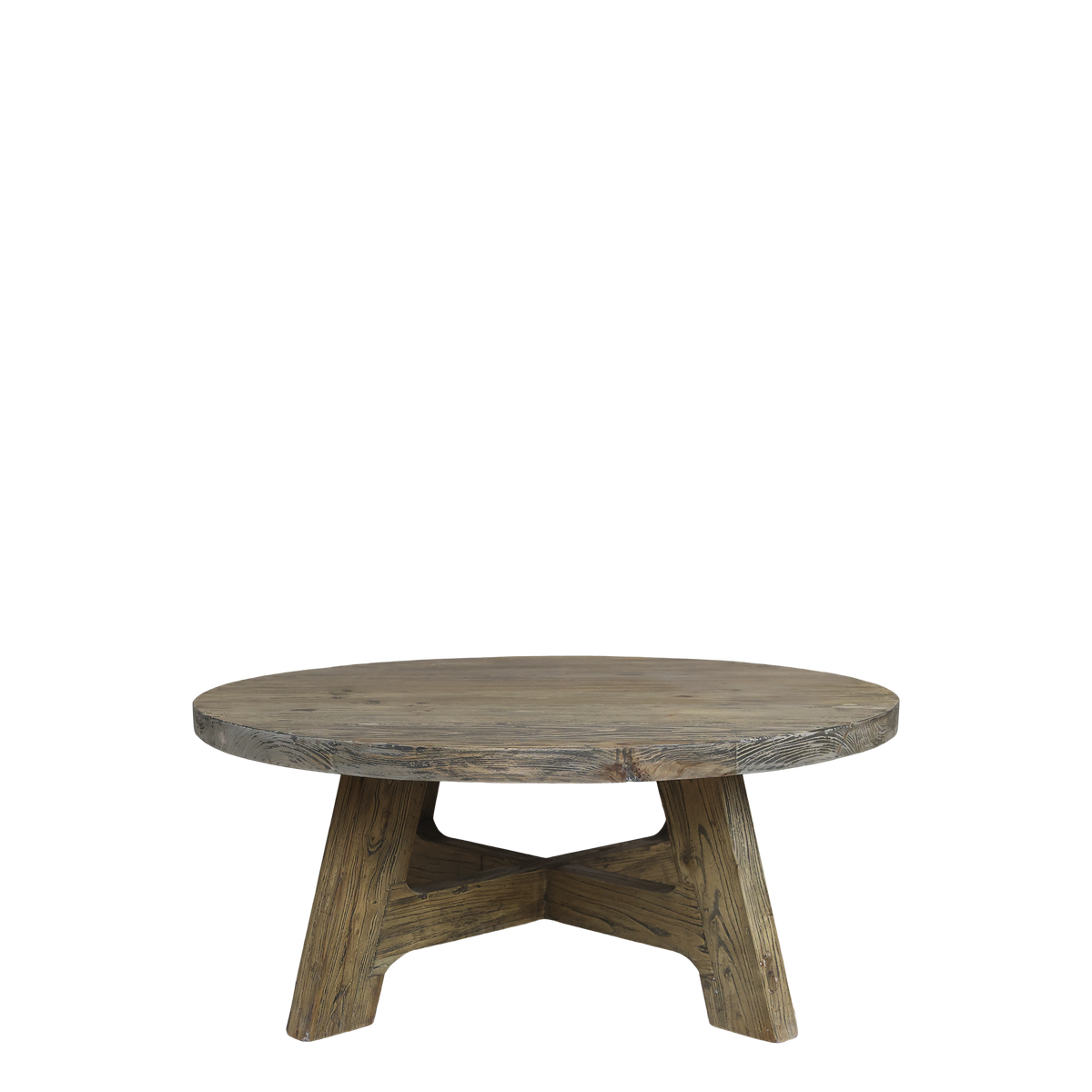 Sofatisch aus Recyclingholz, 38 cm hoch, 90 cm Durchmesser