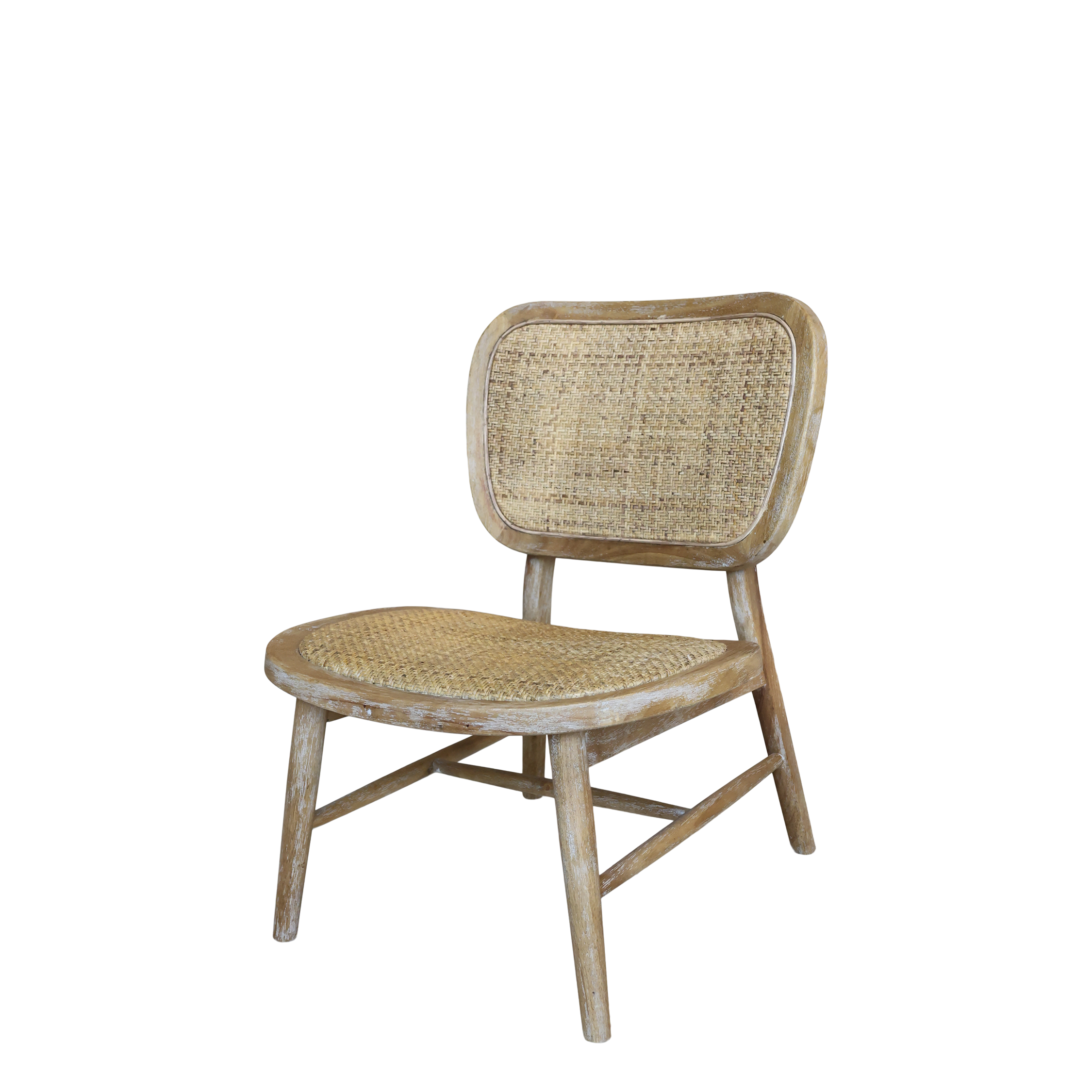 Loungestuhl mit Rattan-Geflechtsitz und Rückenlehne, natur