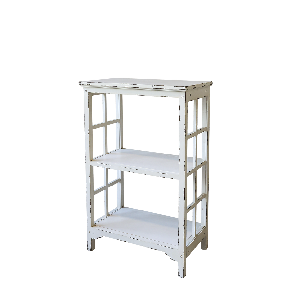 Tisch mit Regal aus Tannenholz, 60x35 cm, antique creme