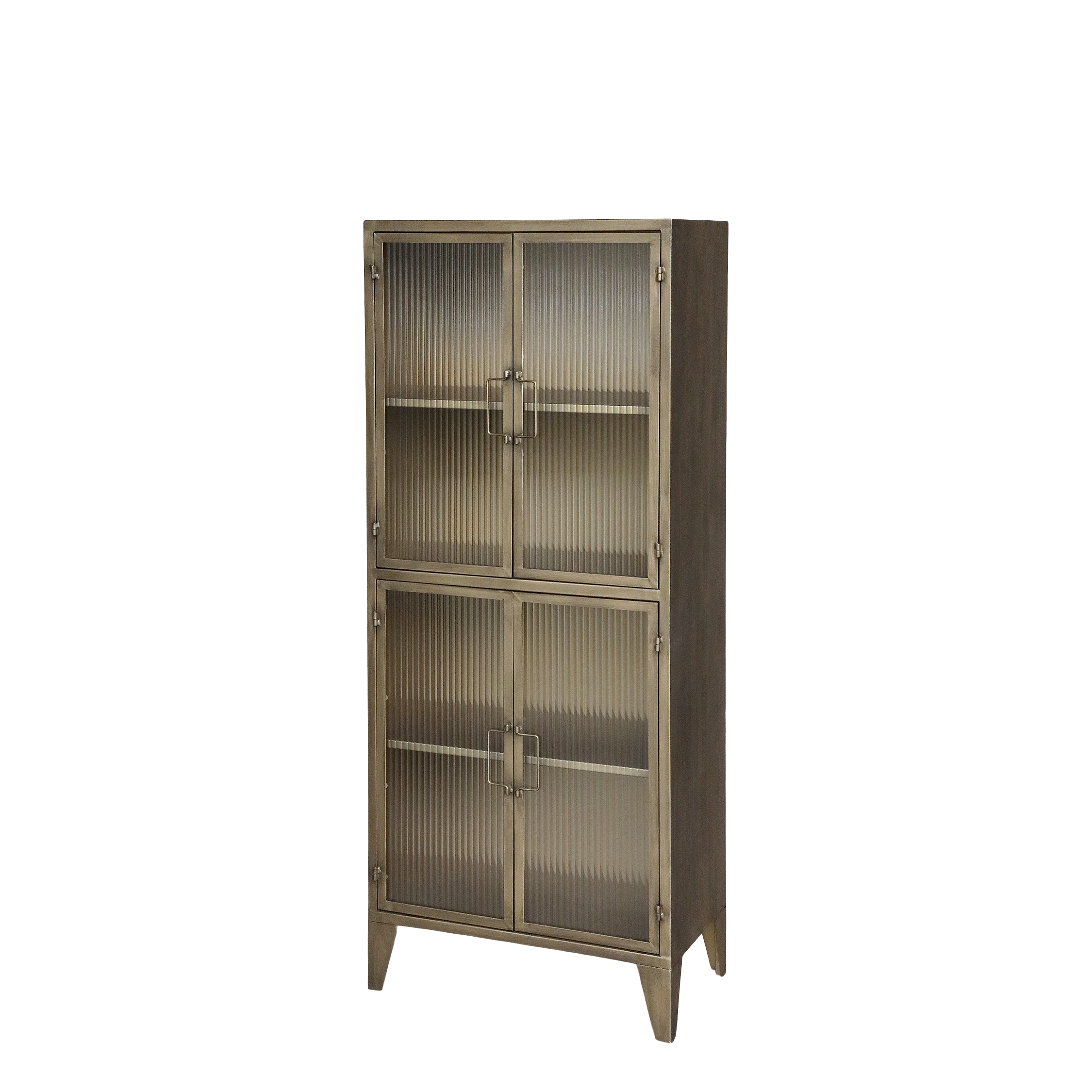 Vitrinenschrank mit 4 Glastüren in Antique Messing