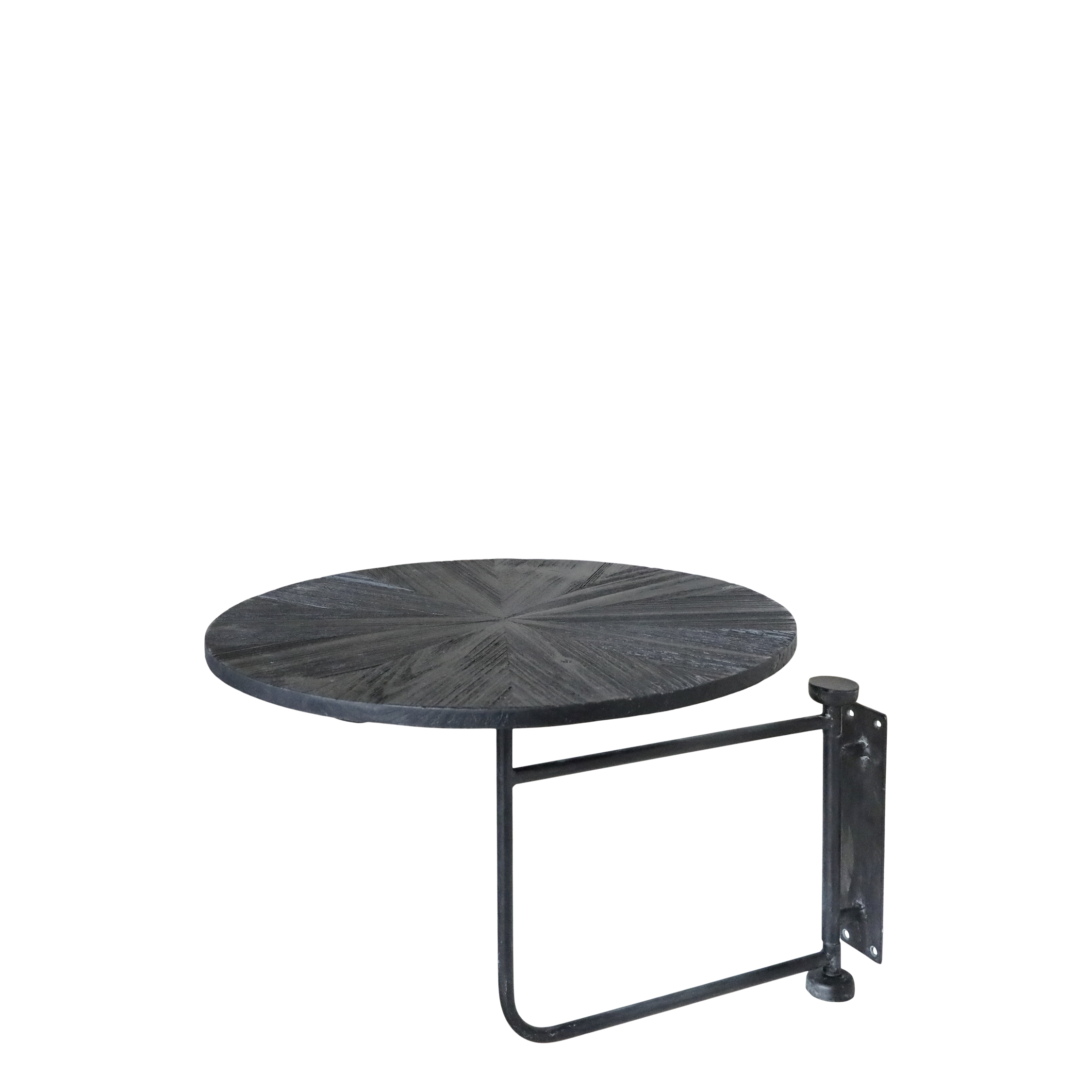 Wandtisch aus Eisen und Tannenholz, kohle, 45,5 cm hoch