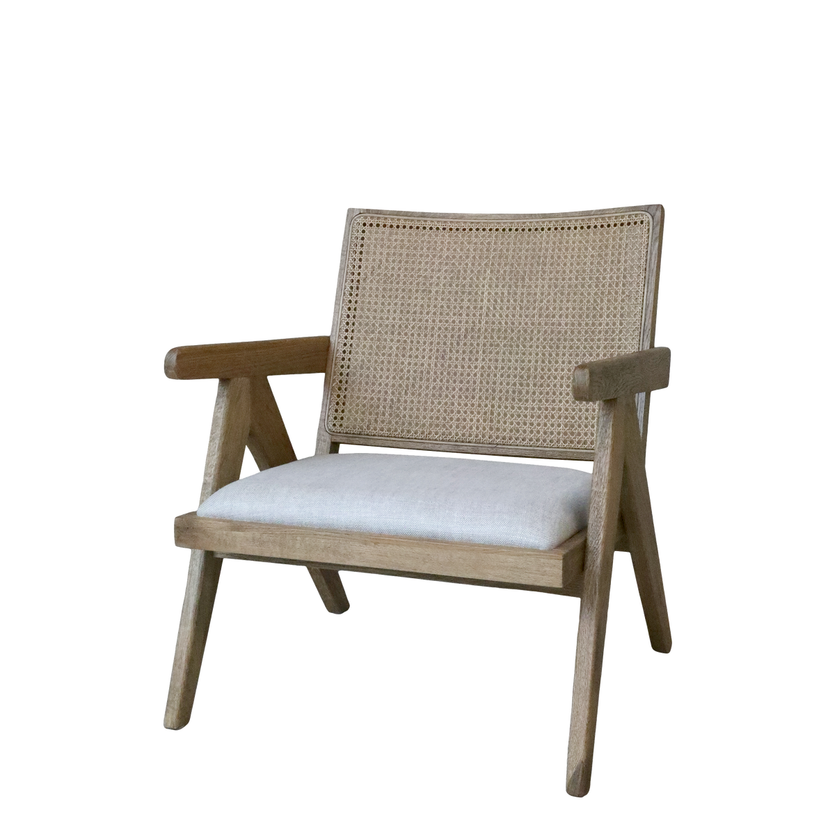 Loungestuhl mit Stoffsitz und Rattan-Rückenlehne, 70 cm