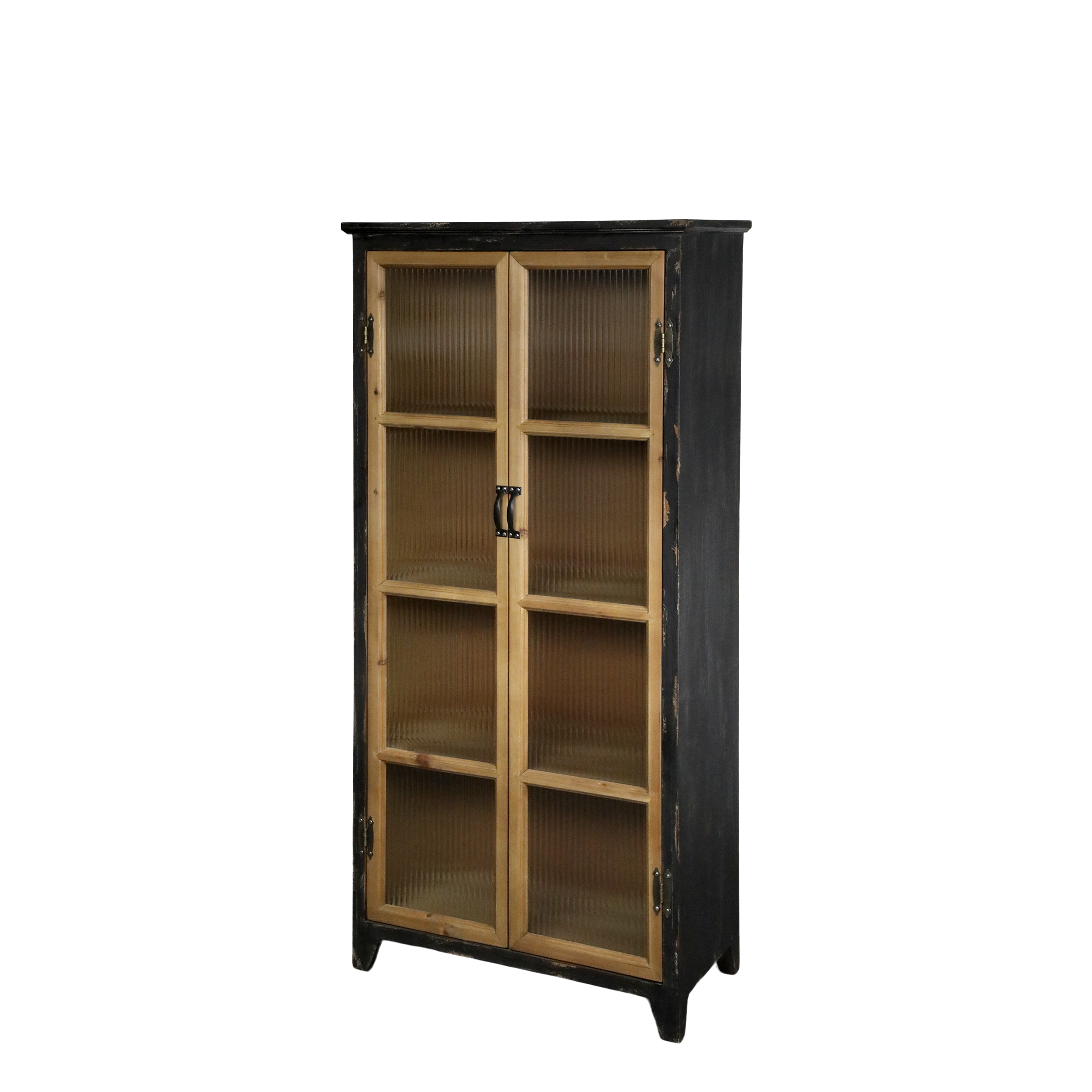 Vitrinenschrank mit Glastüren aus Tannenholz, 150,5 cm hoch
