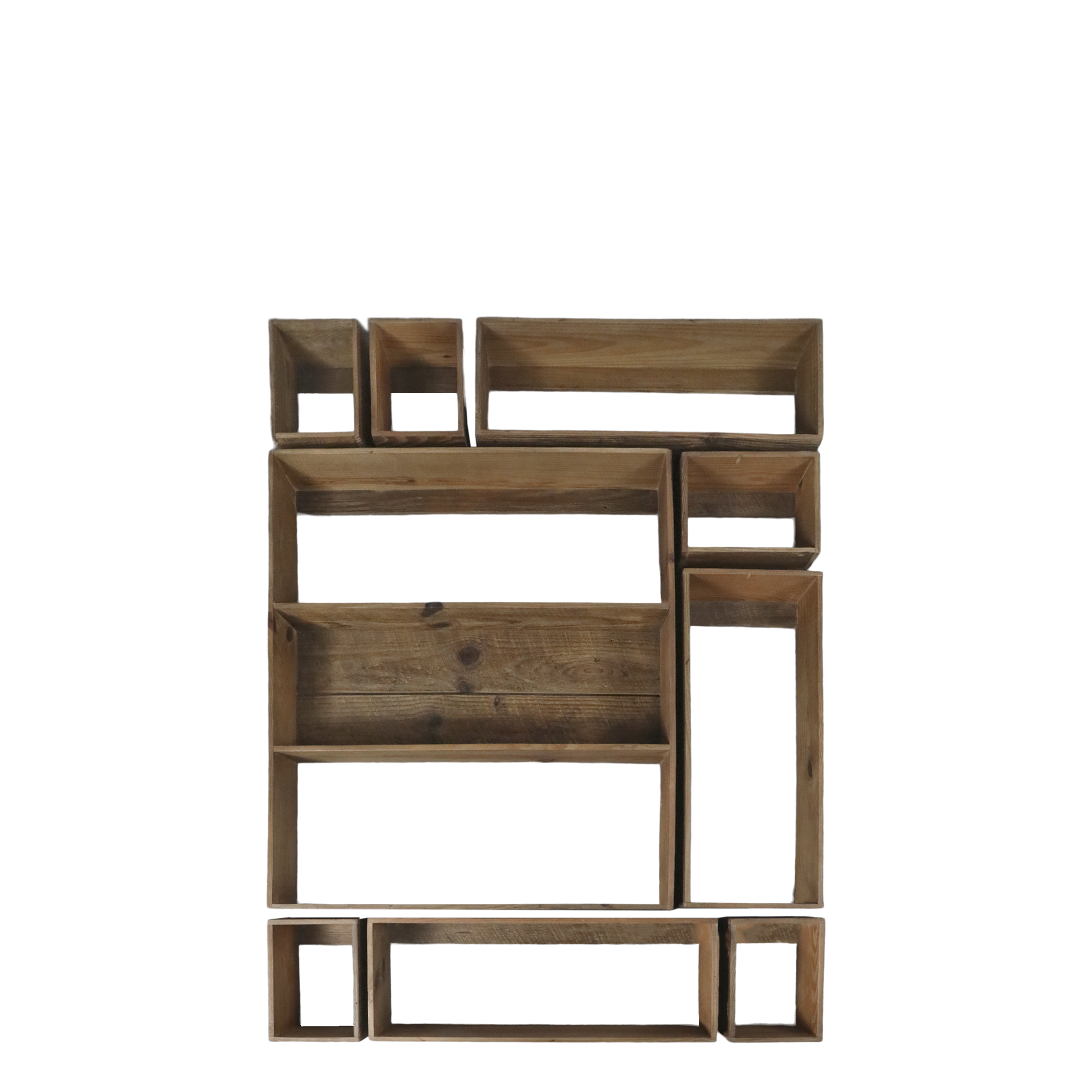 Regal-Set aus Kiefernholz, 9-teilig, 87x120 cm, natur