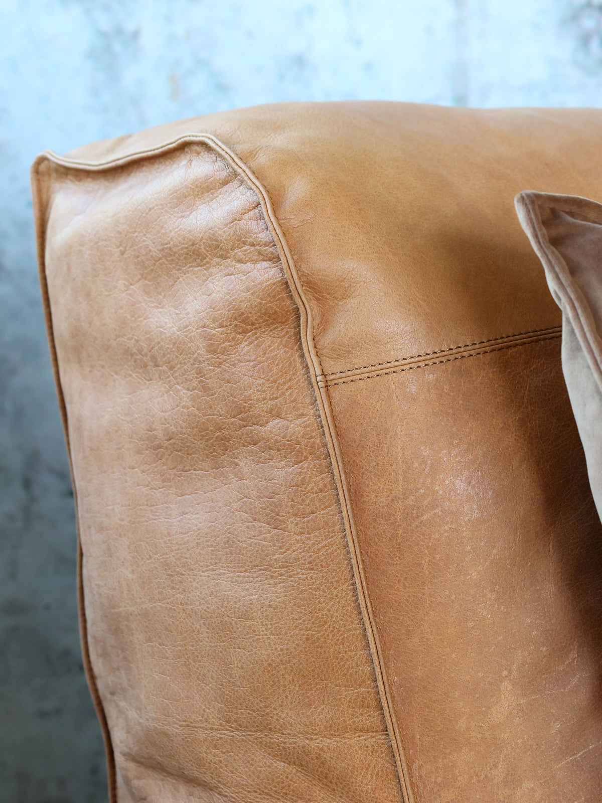 Ledersofa-Loungesessel aus Büffelleder in Cognac