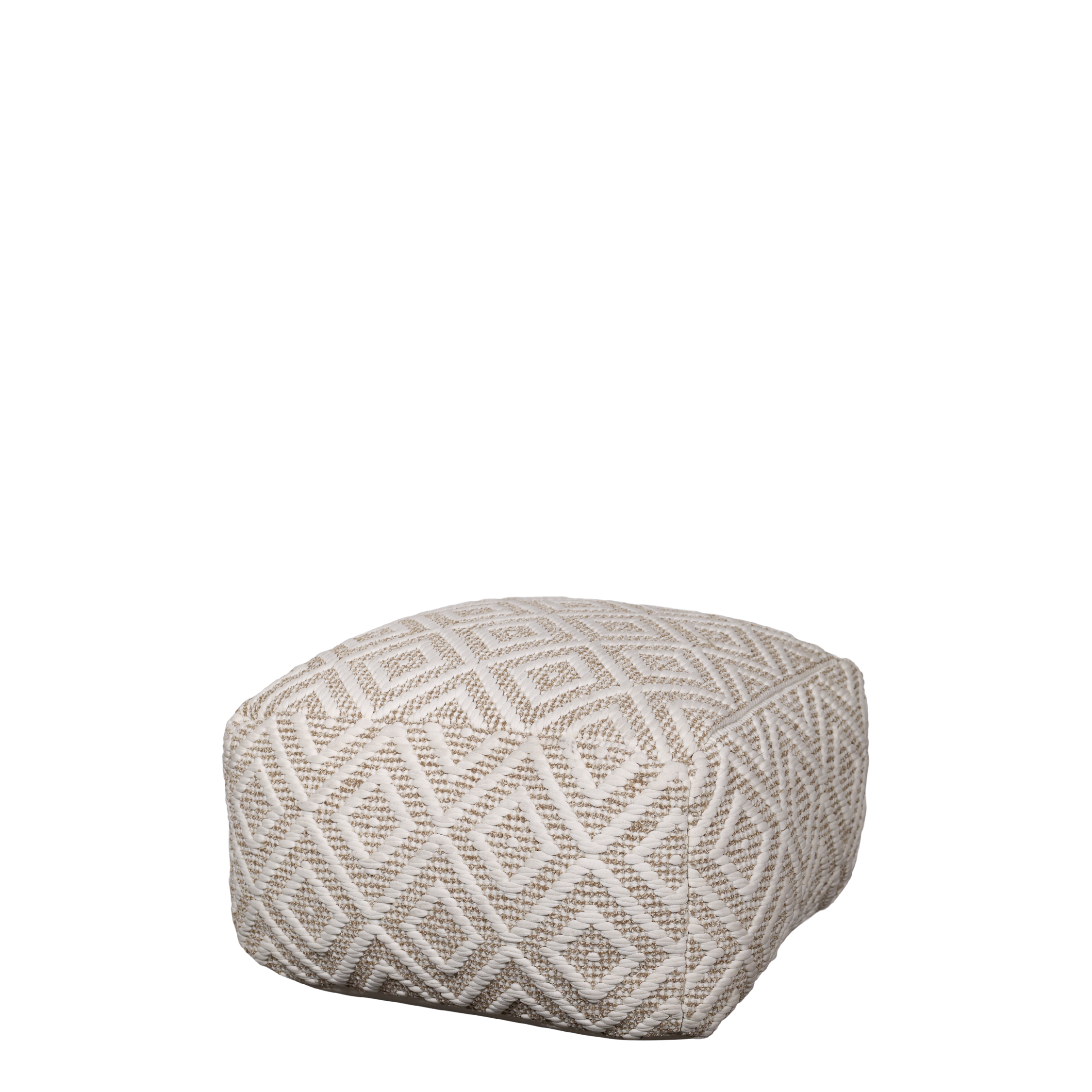 Lounge Pouffe w. pattern H35/L50/W50 cm latte and cream