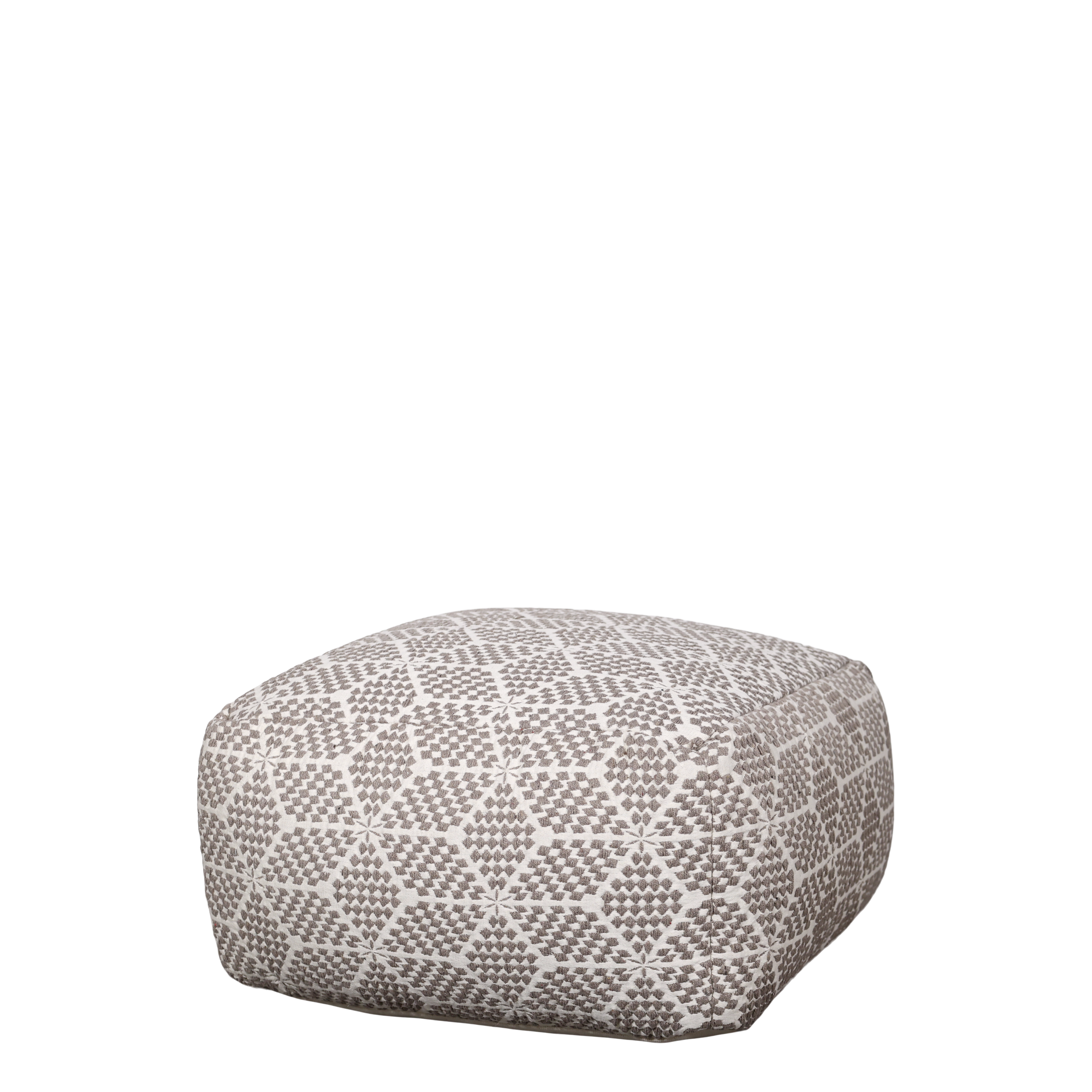 Lounge Pouffe w. pattern H35/L50/W50 cm mocca and cream