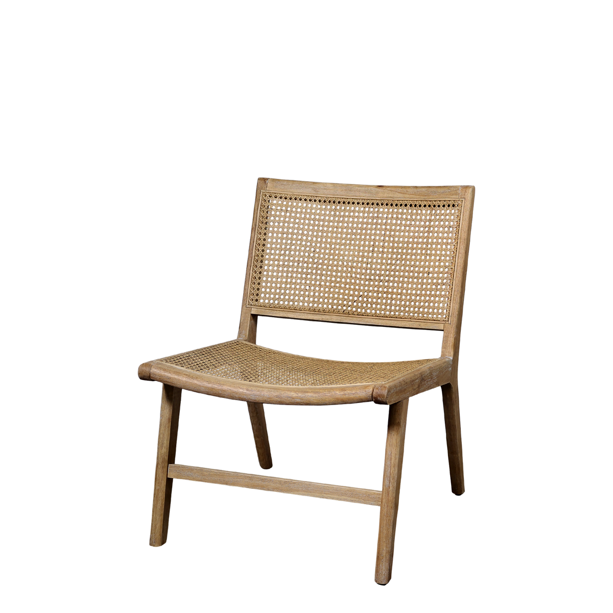 Loungestuhl mit Geflechtsitz und Rückenlehne, natur