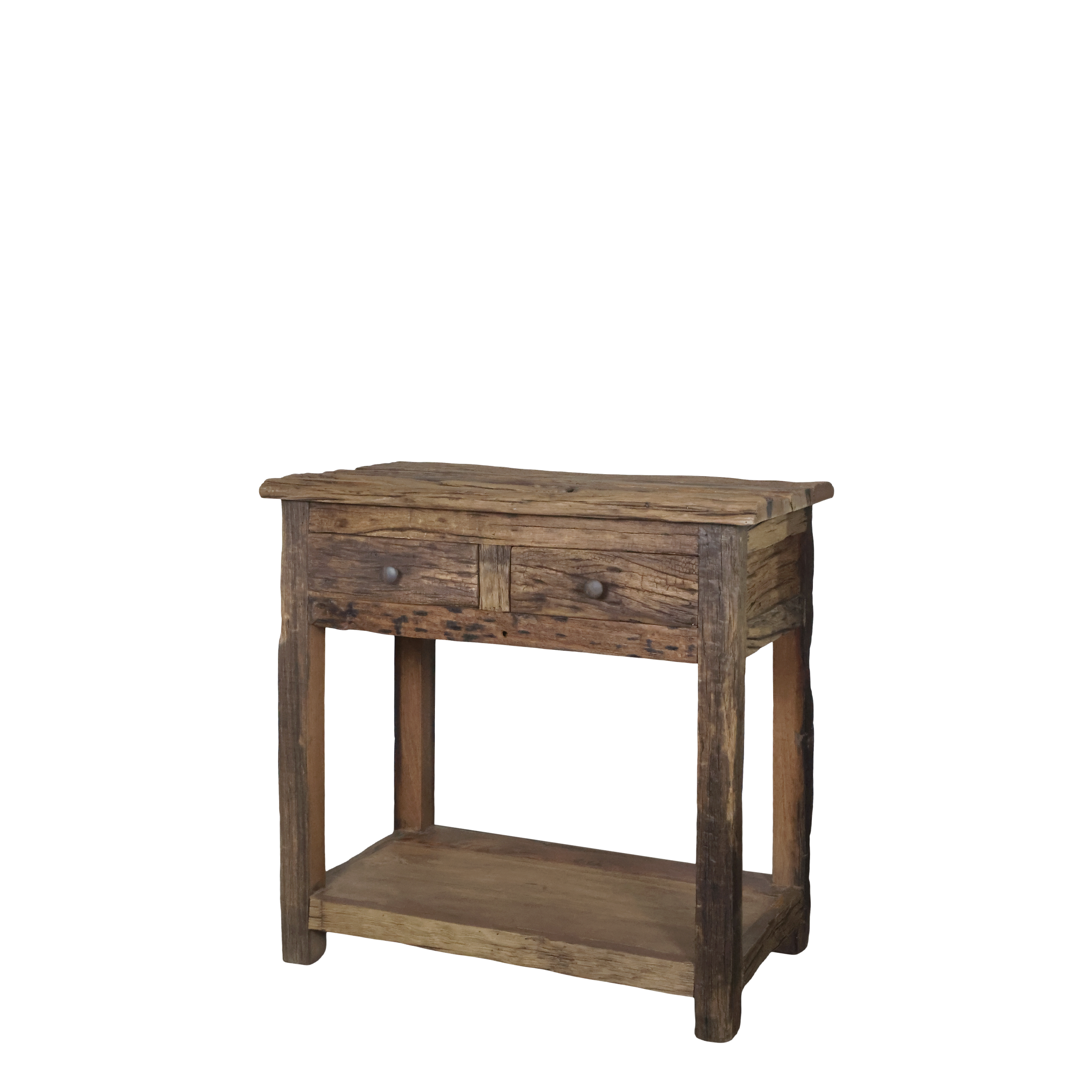 Konsolentisch mit 2 Schubladen, Recyclingholz, 44 cm breit