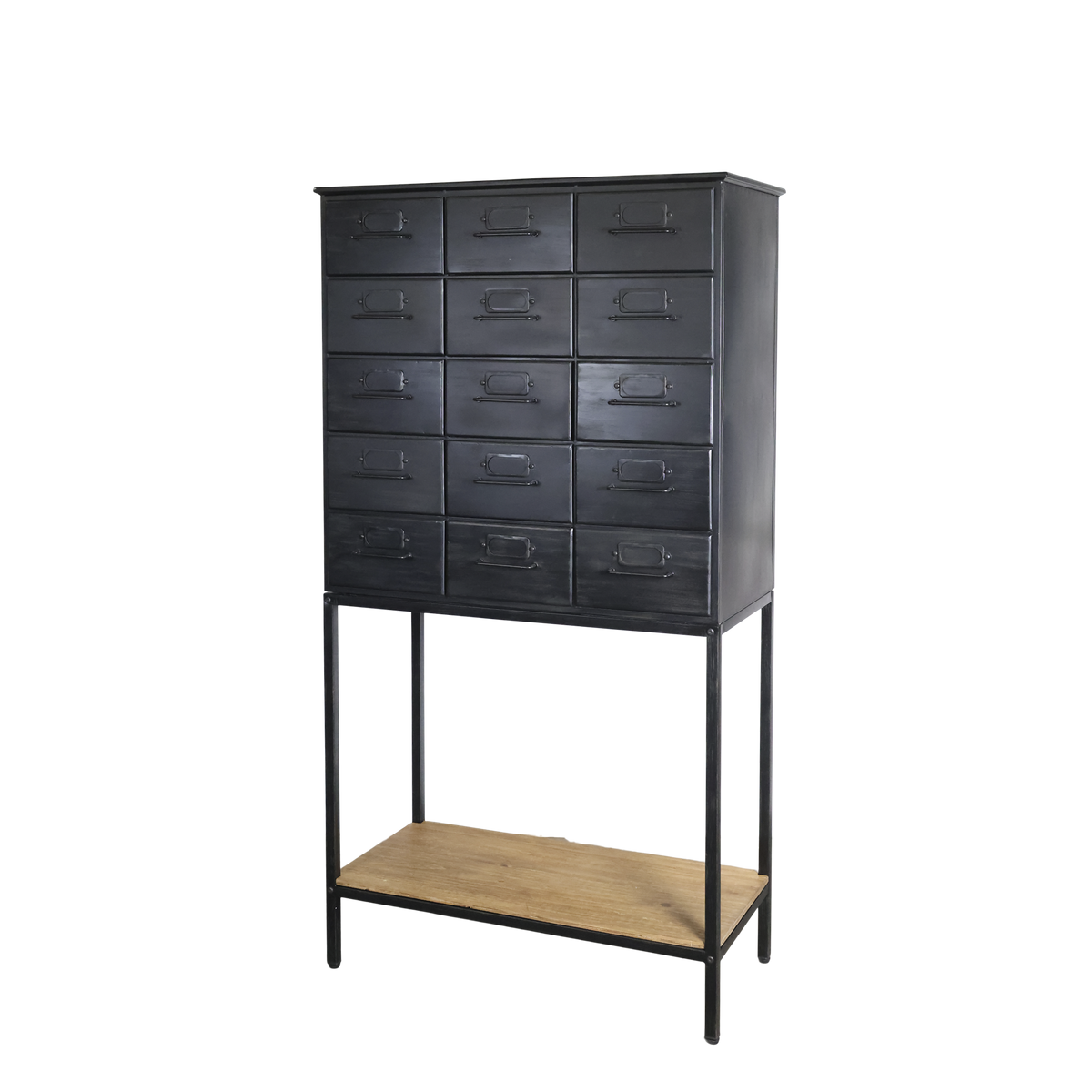 Kommode mit 6 Schubladen, 146 cm hoch, Antikschwarz
