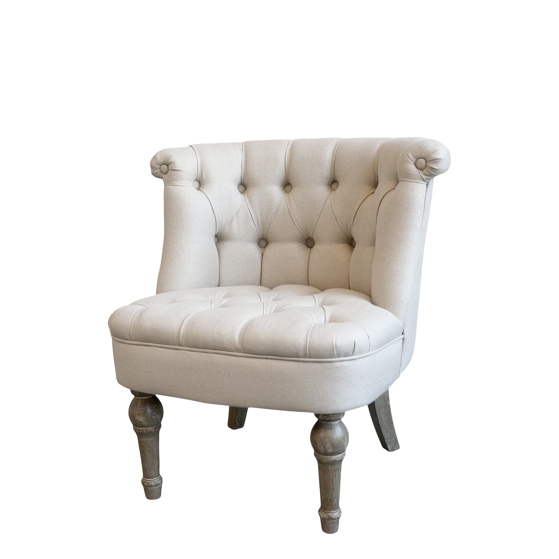 Sessel aus Eichenholz mit Leinenbezug, 66 cm breit