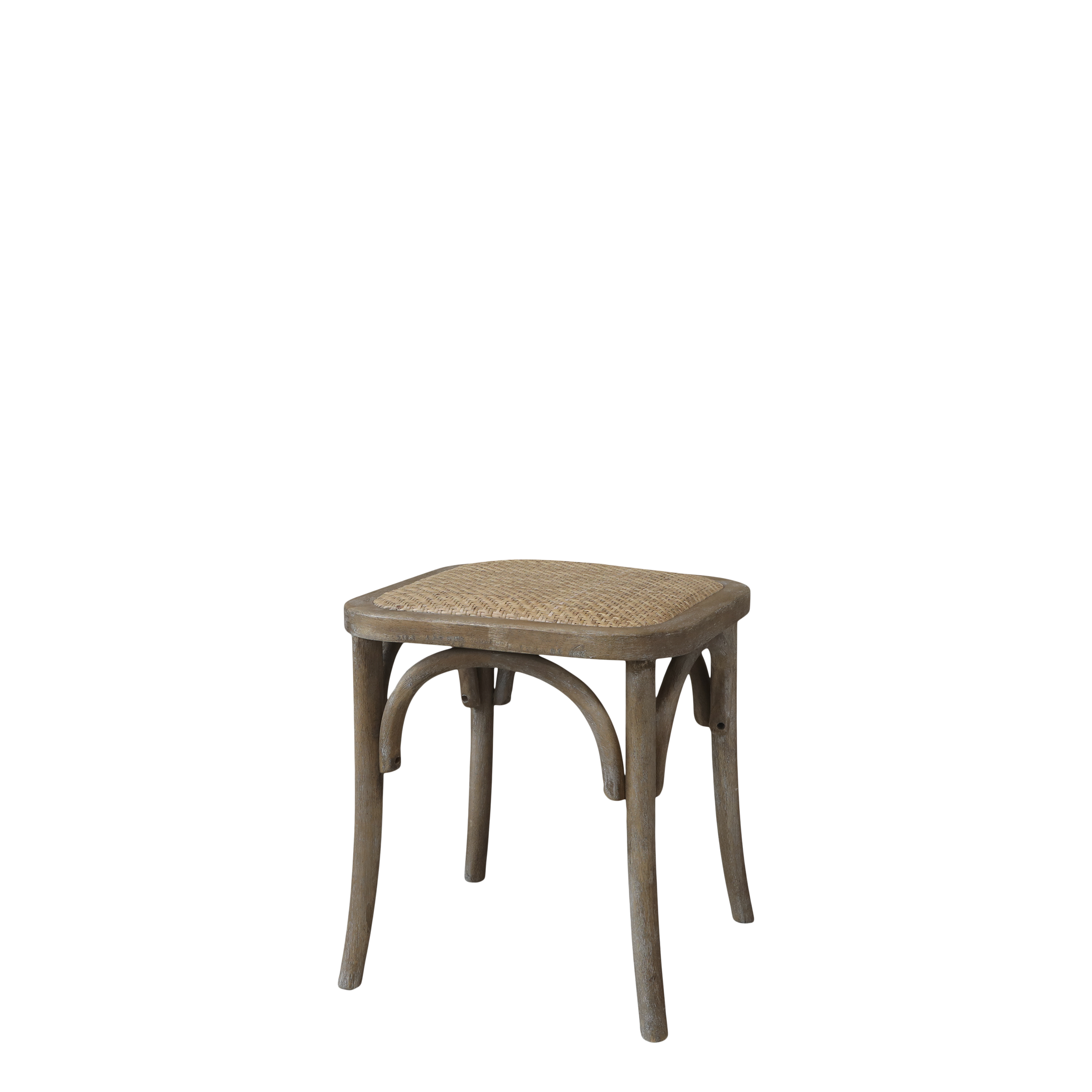 Franz Hocker mit geflochtenem Sitz aus Rattan, 42 cm breit