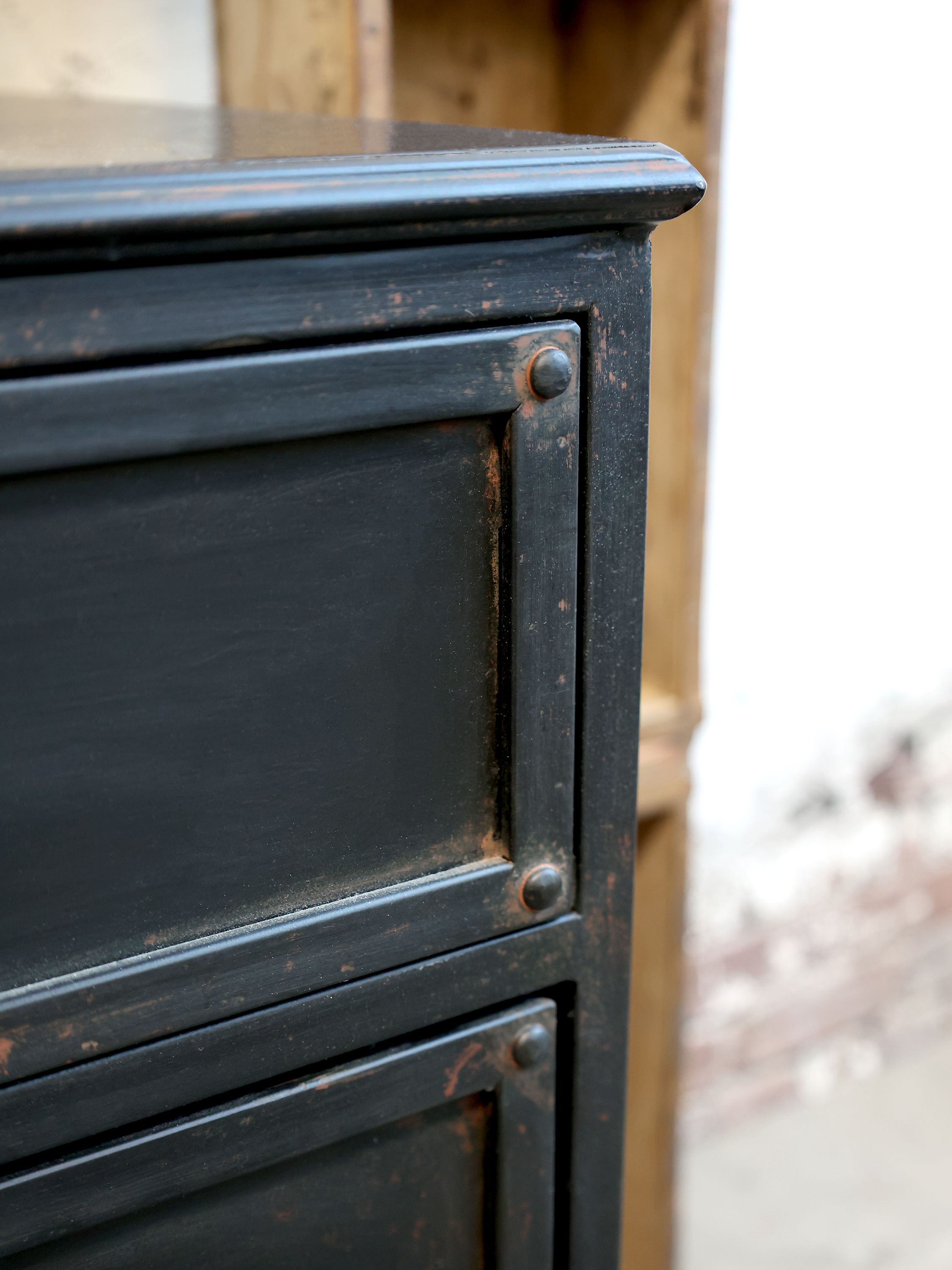 Kommode mit 2 Schubladen, Eisen, 50 cm hoch, antique schwarz