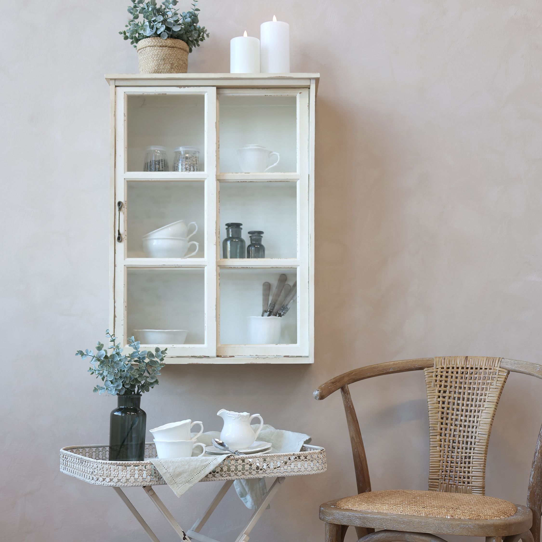 Wandschrank mit Schwebetür aus Tannenholz, 70 cm hoch