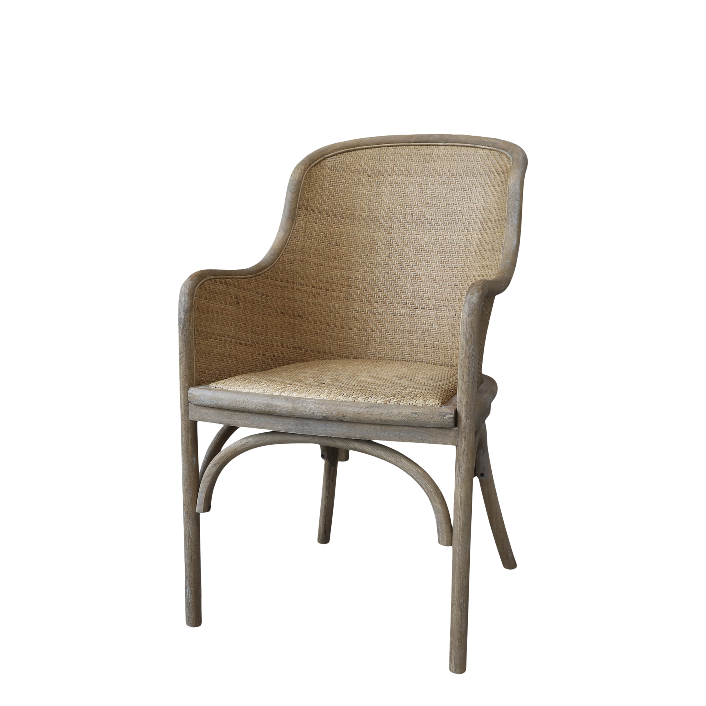 Esszimmerstuhl mit Rattan-Geflecht, natur, 48 cm Sitzhöhe