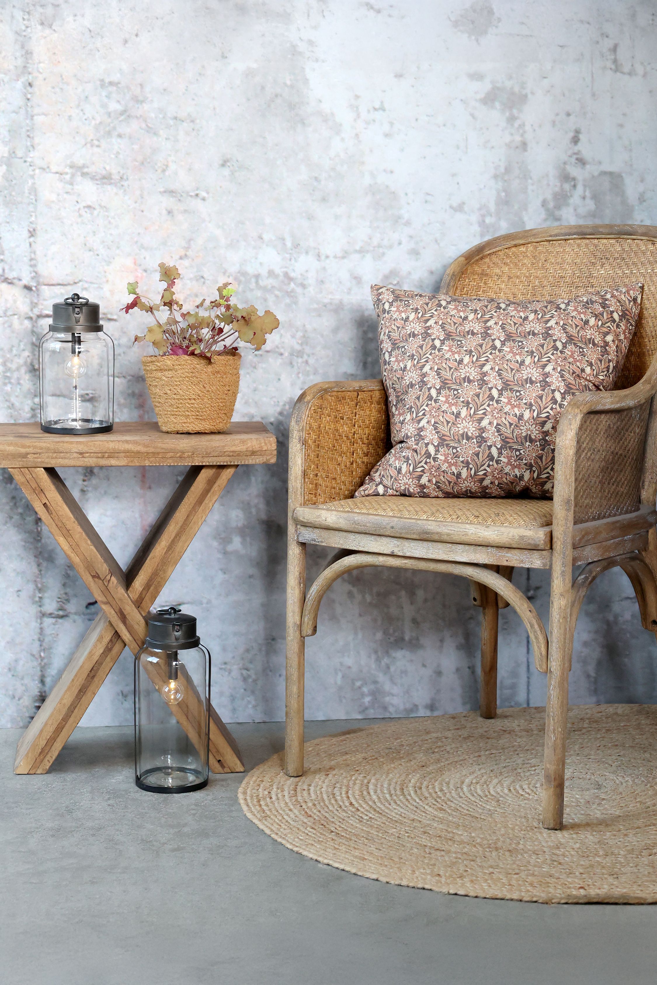 Esszimmerstuhl mit Rattan-Geflecht, natur, 48 cm Sitzhöhe