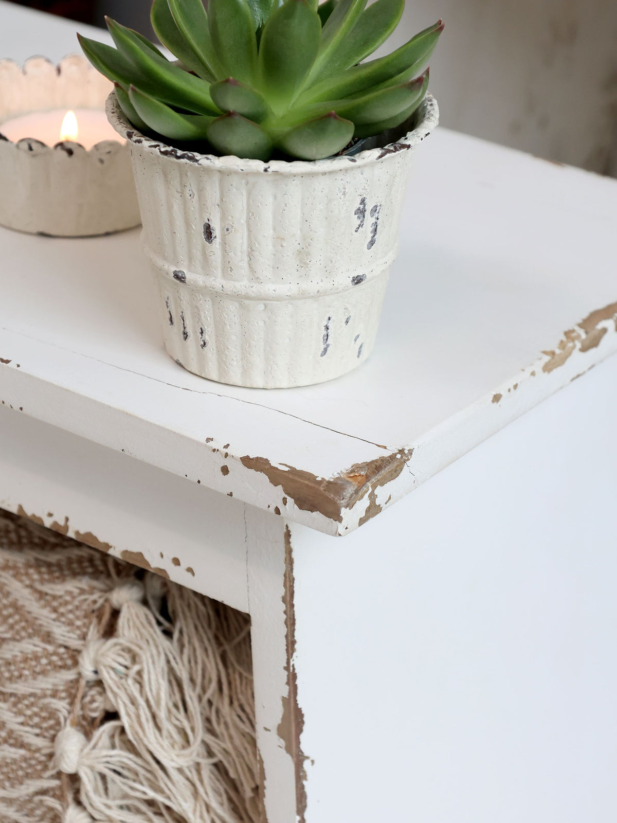 Bank mit Regal in Antique Creme – 50 cm lang