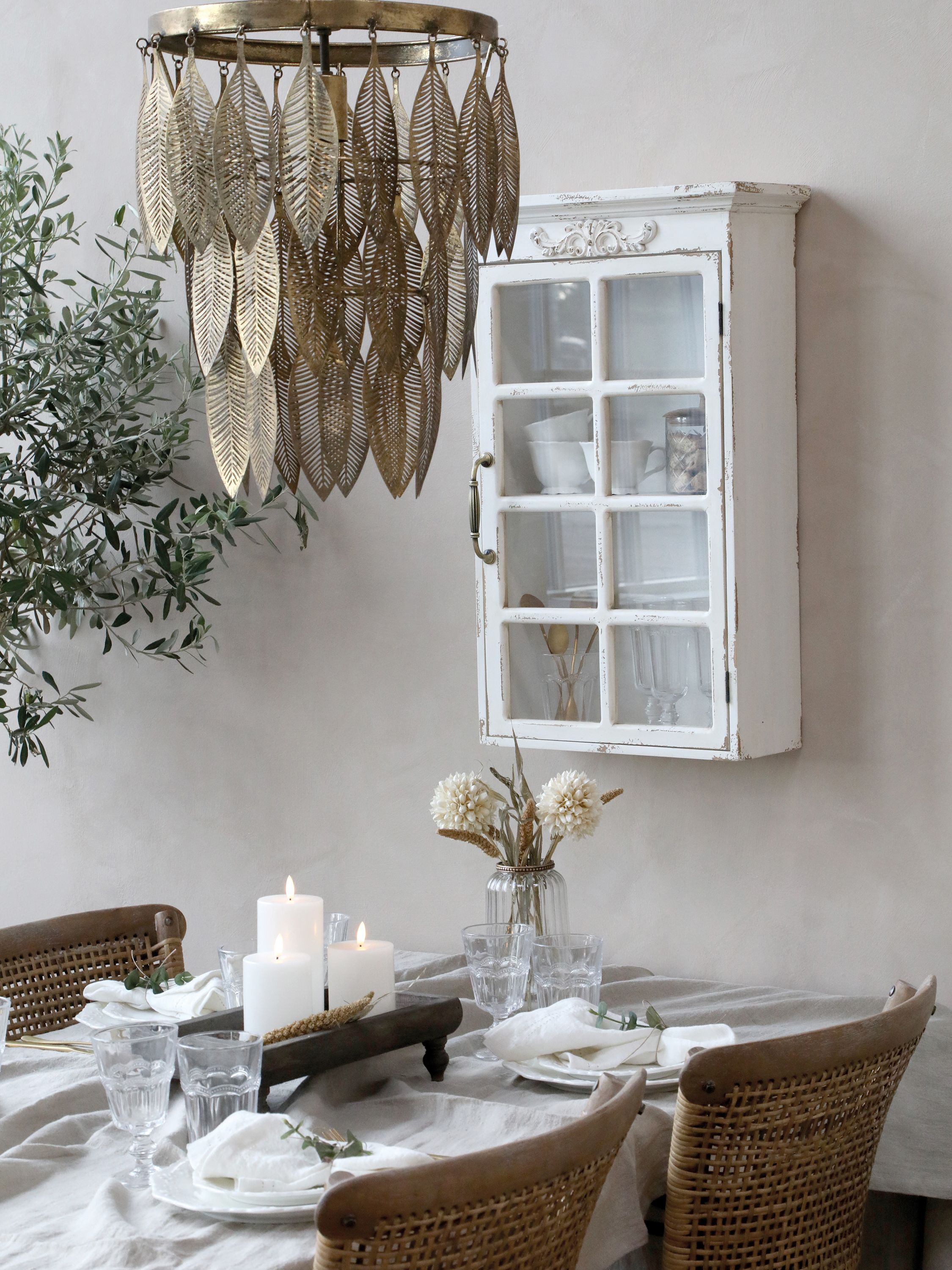 Vitrinen Wohnzimmer: Wandschrank in Antique Creme