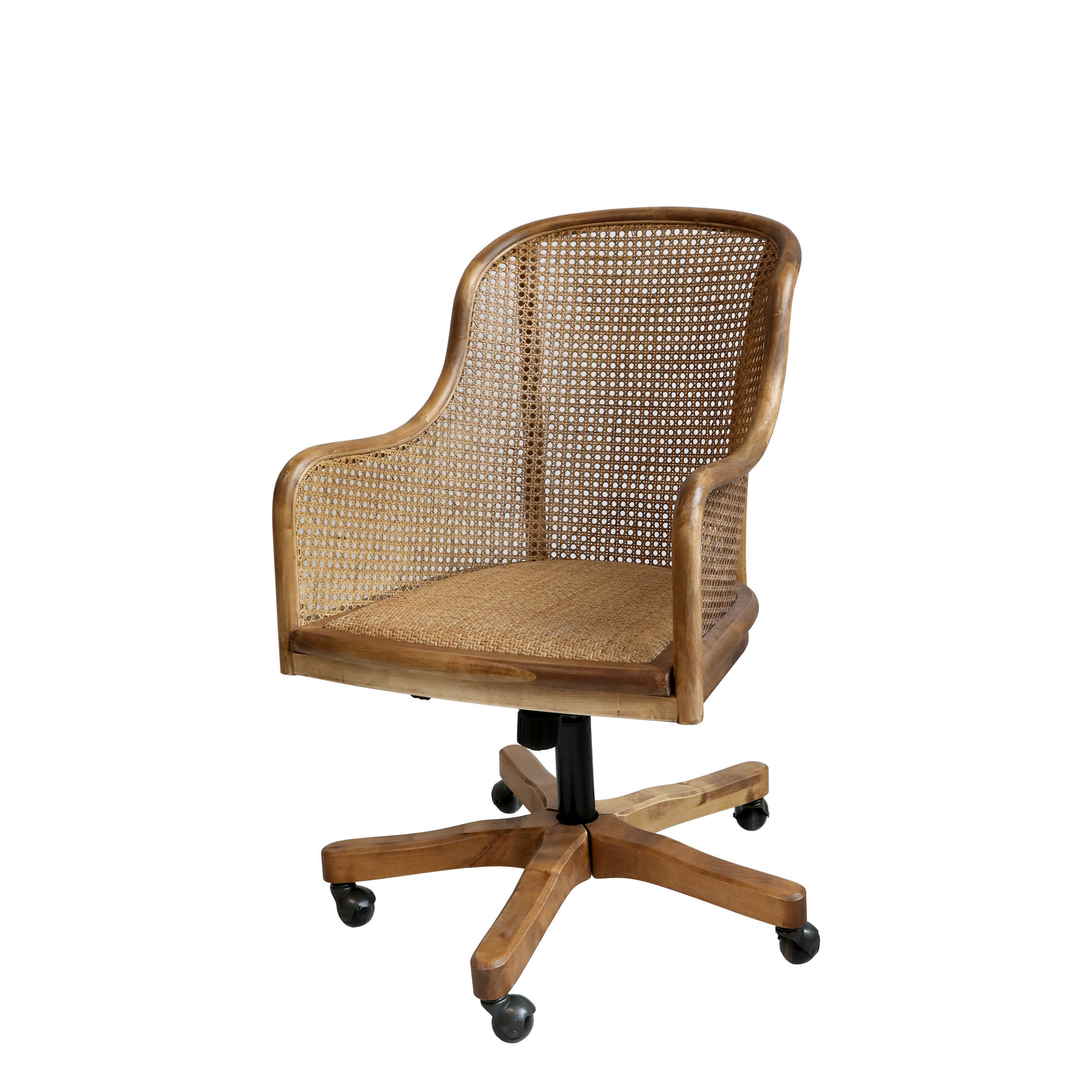 Bürostuhl mit geflochtenem Rattan, höhenverstellbar, natur