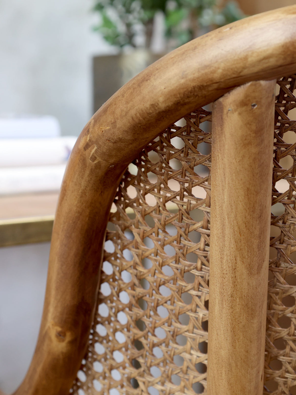 Bürostuhl mit geflochtenem Rattan, höhenverstellbar, natur