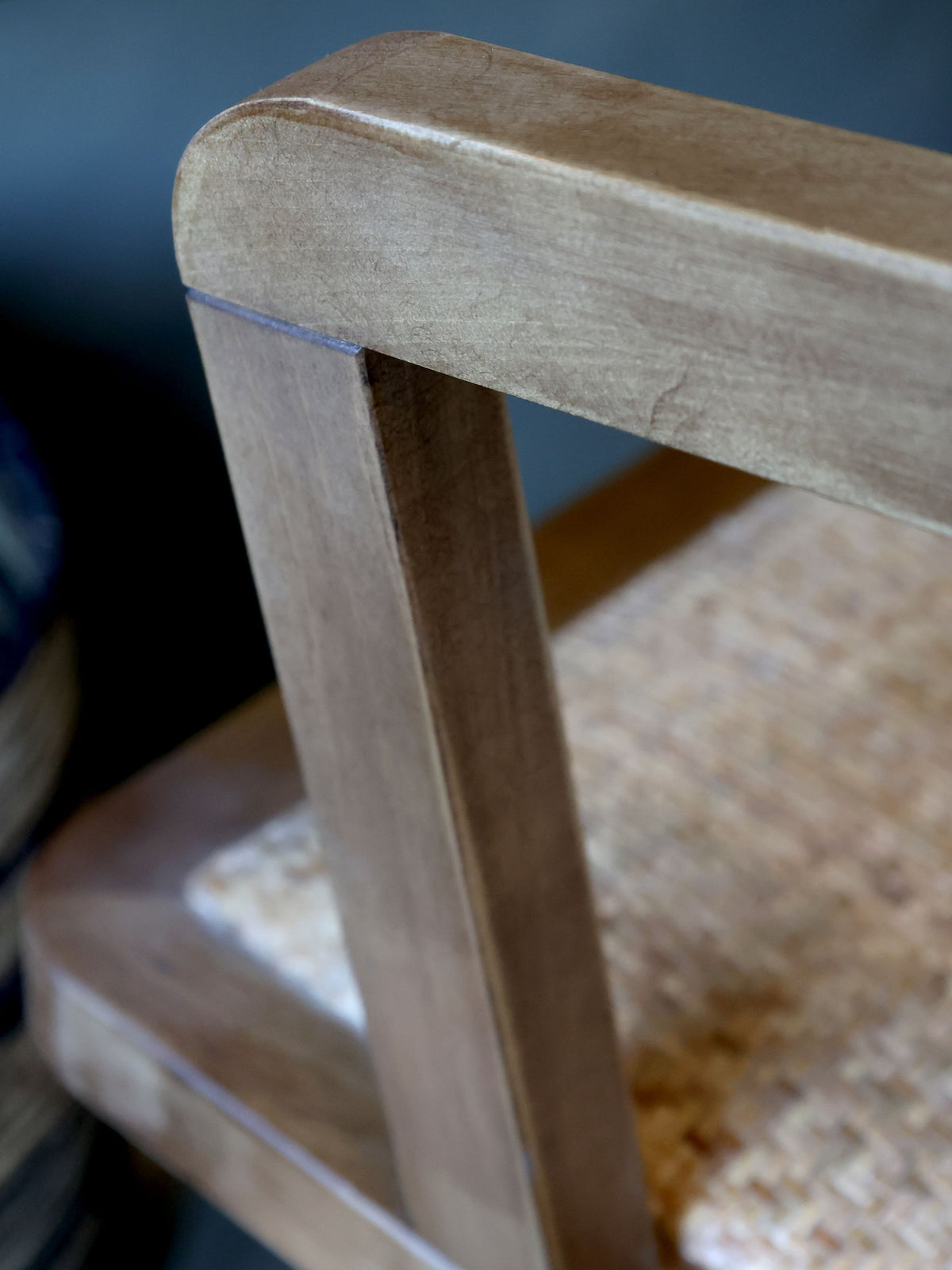 Französischer Bürostuhl mit Rattan-Geflecht, natur