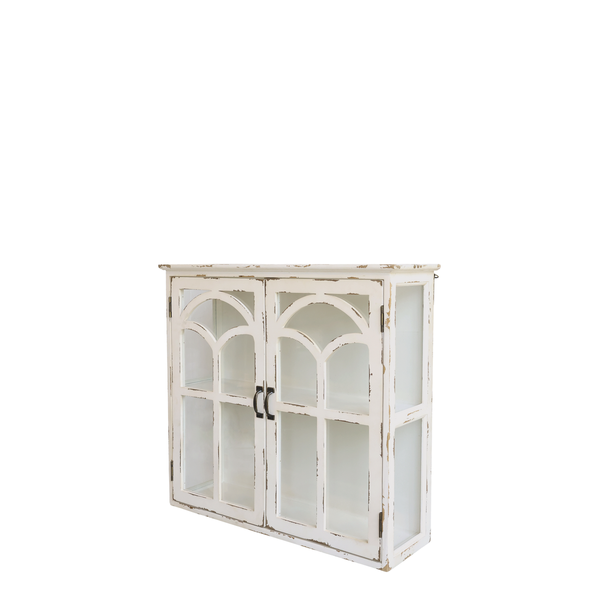 Wandschrank mit 2 Türen aus Tannenholz, antique creme