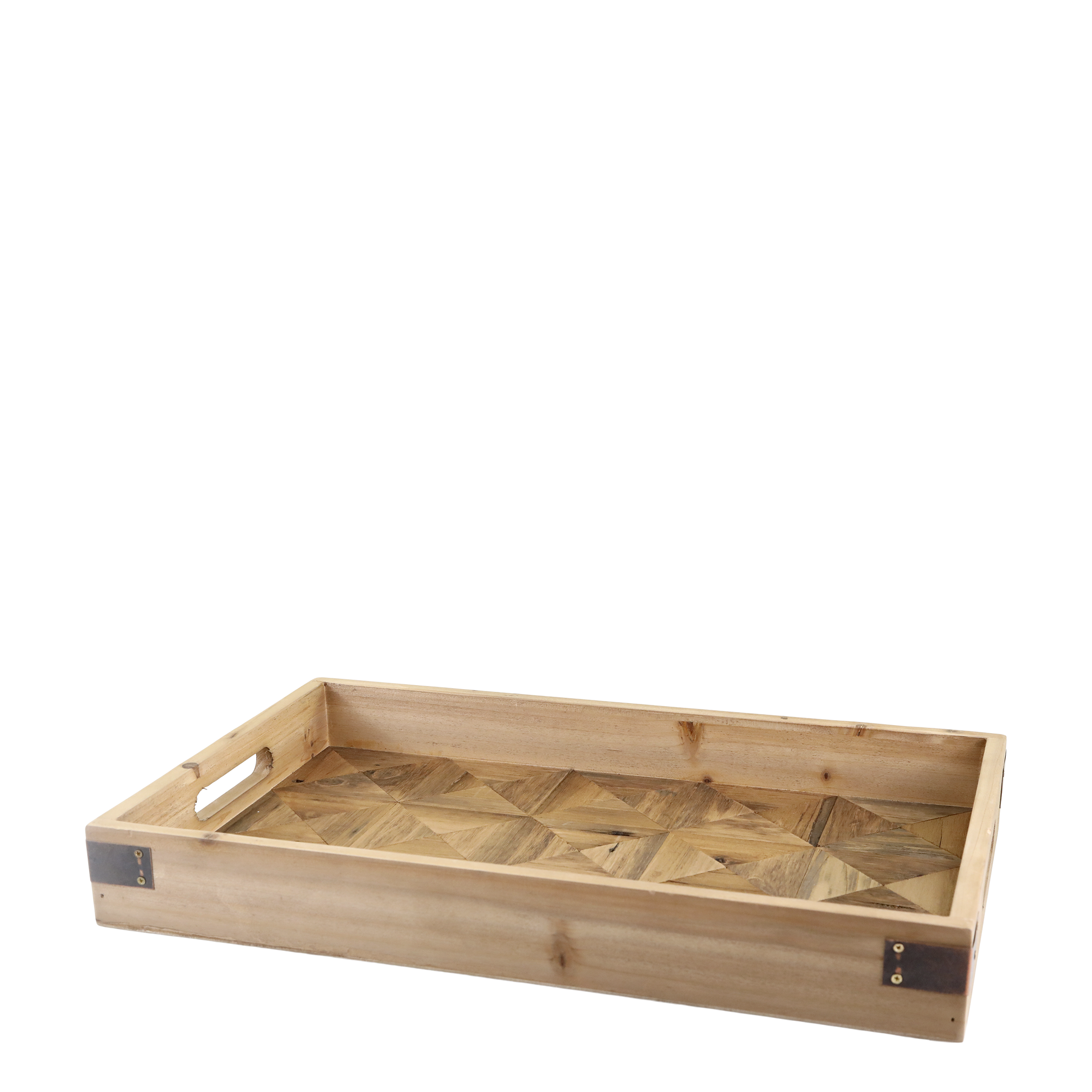 Tablett aus recyceltem Tannenholz, natur, 47,5 cm lang