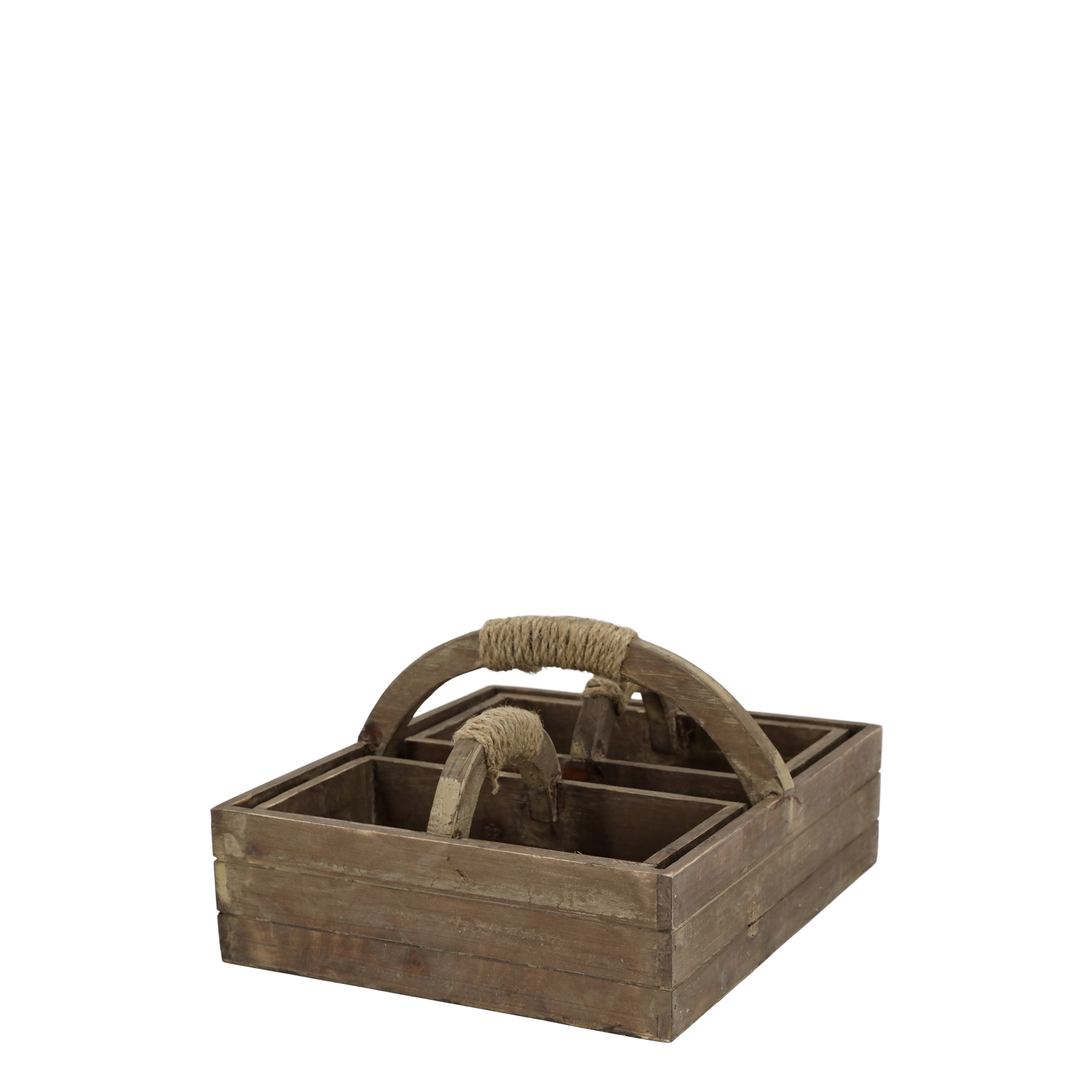 Aufbewahrungskasten mit Handgriff und 2 Kisten, Kiefernholz
