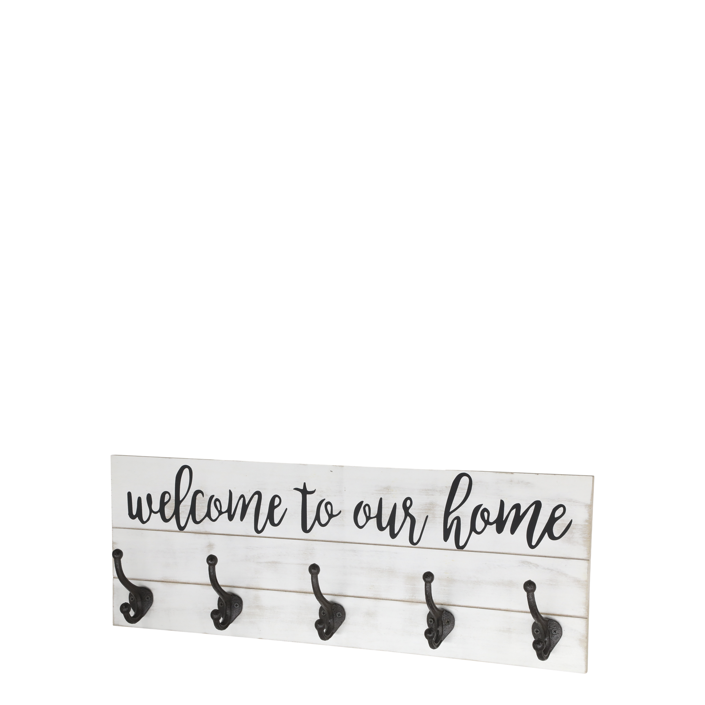 Kleiderhakenbrett mit Text und 5 Haken, antique creme