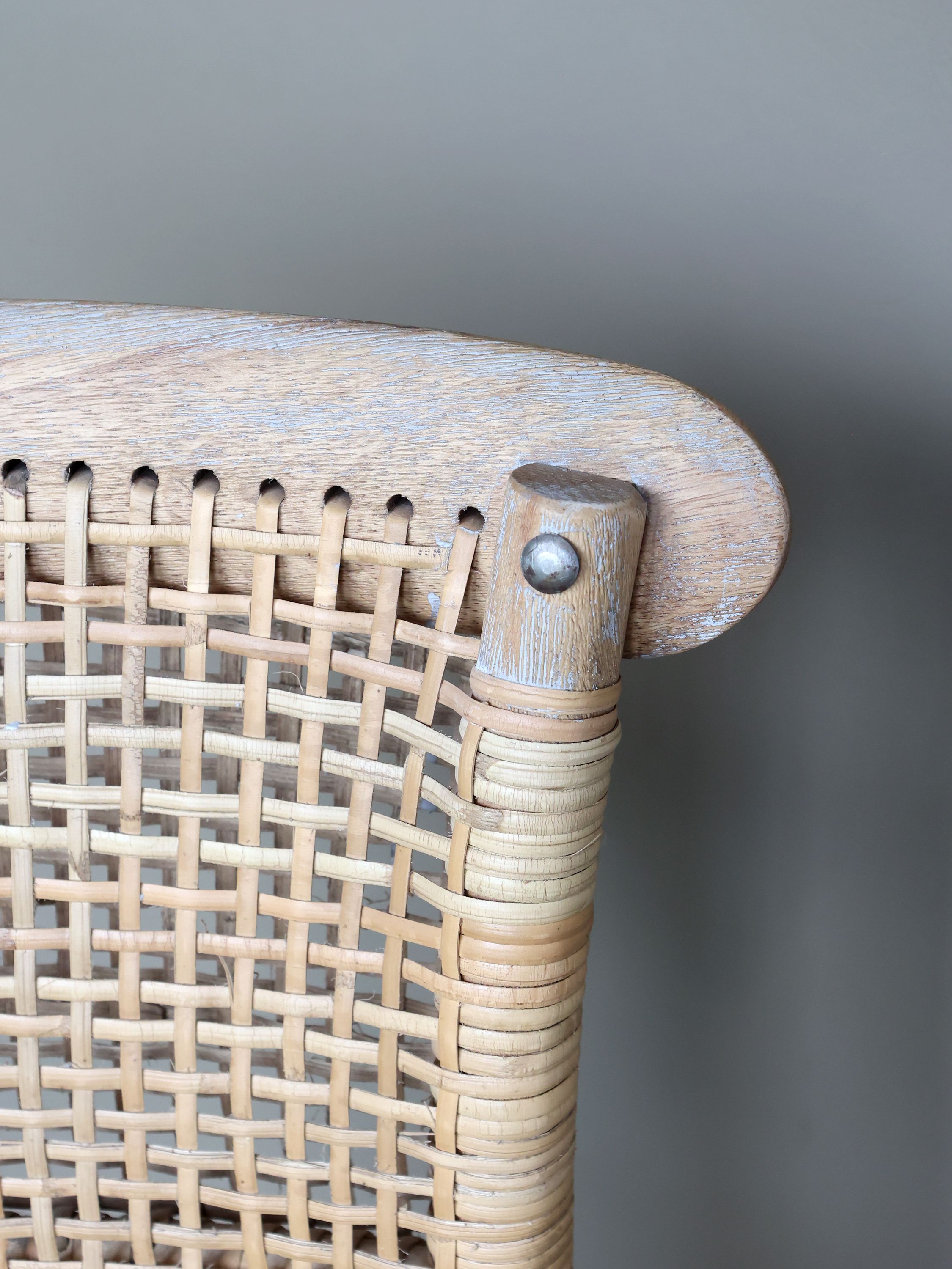 Französischer Barstuhl mit Rattan-Geflecht, 65 cm Sitzhöhe