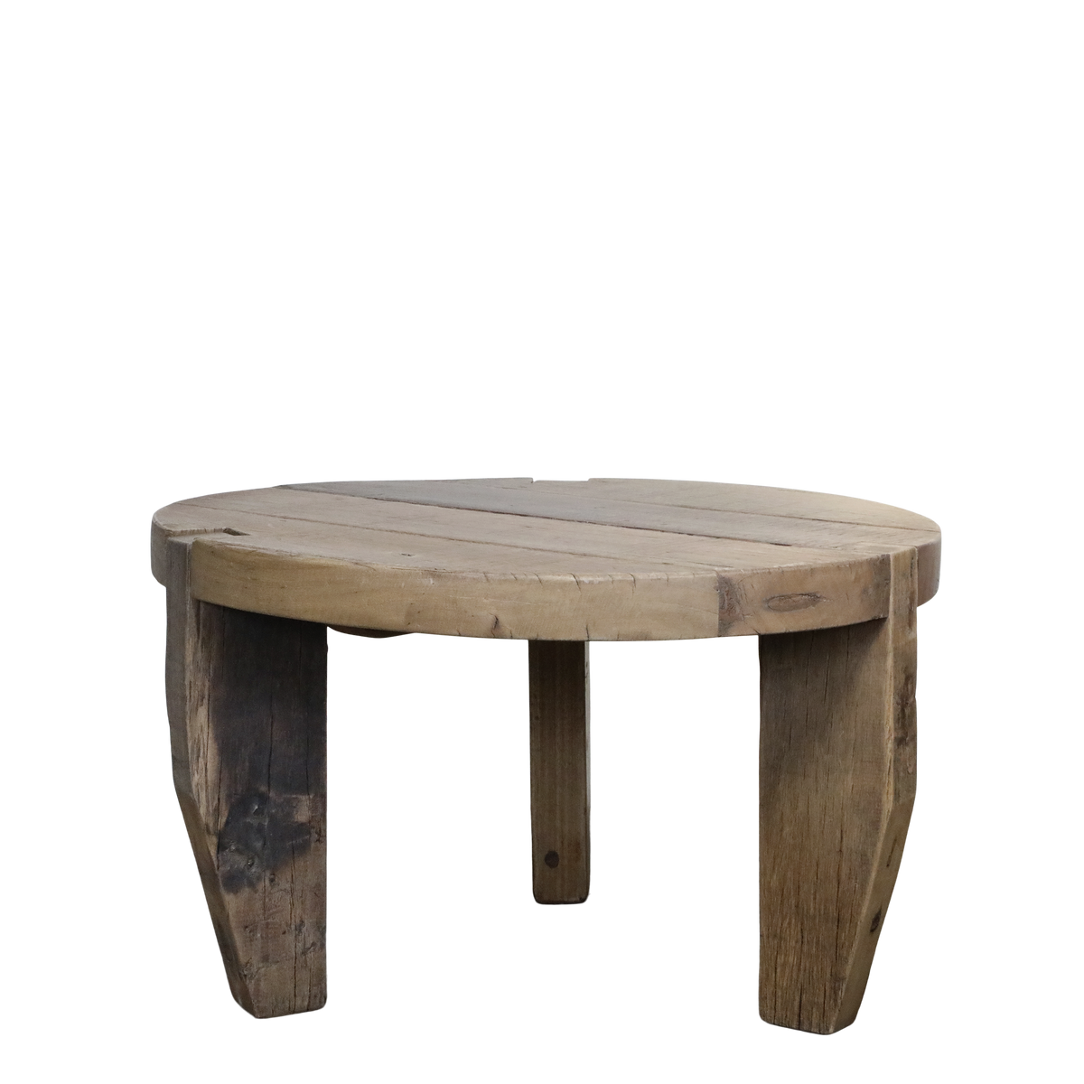 Sofatisch Grimaud rund aus Recyclingholz, natur, 48 cm hoch