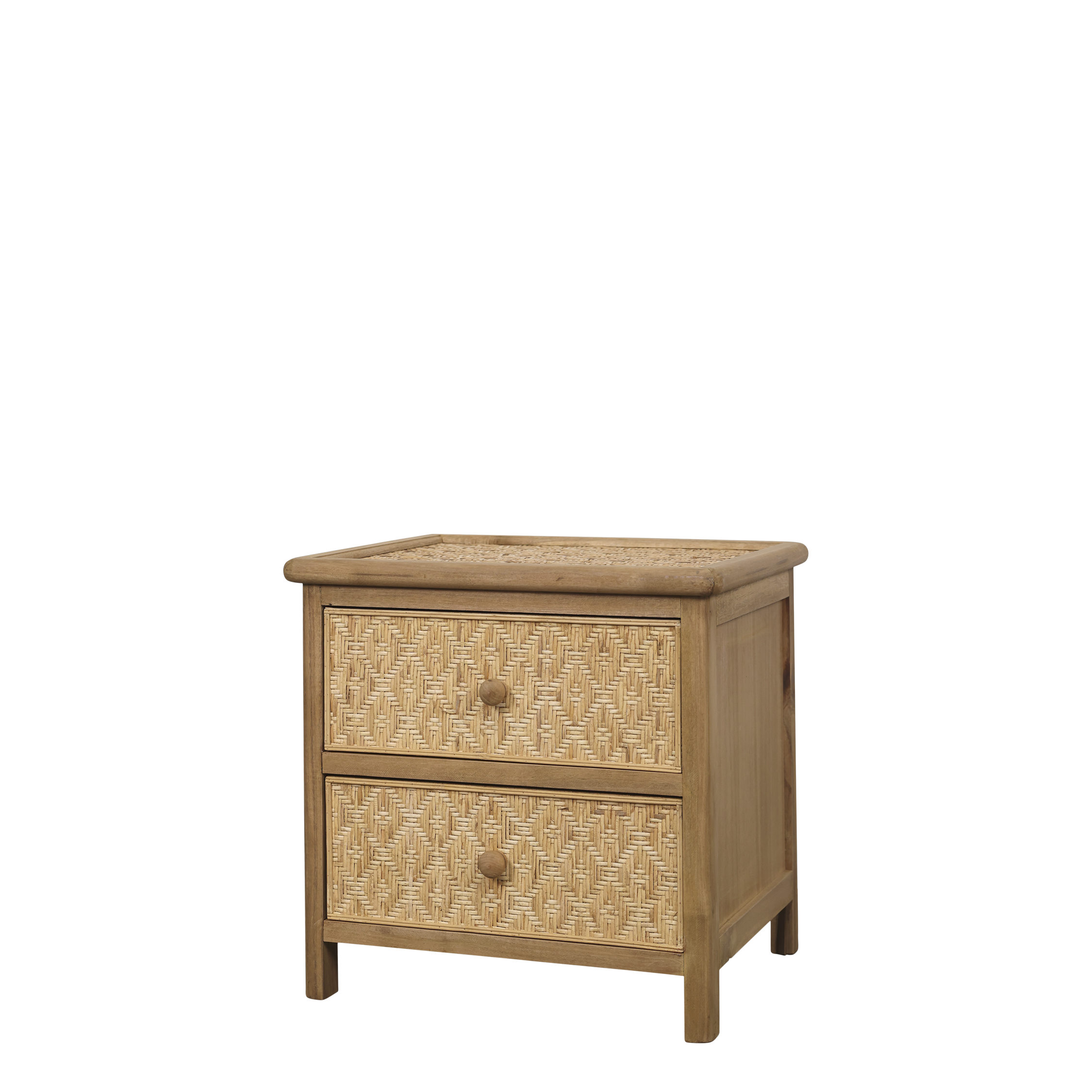 Table braided w. 2 drawers H43/L44/W36 cm nature