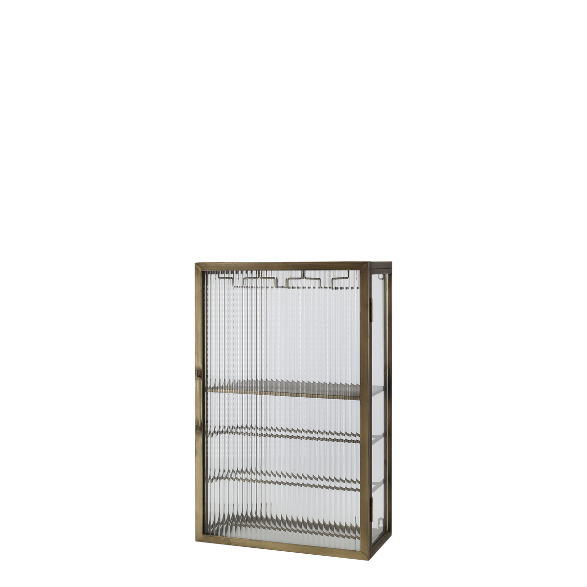 Barschrank mit Halter aus Glas und Eisen, Antik-Messing
