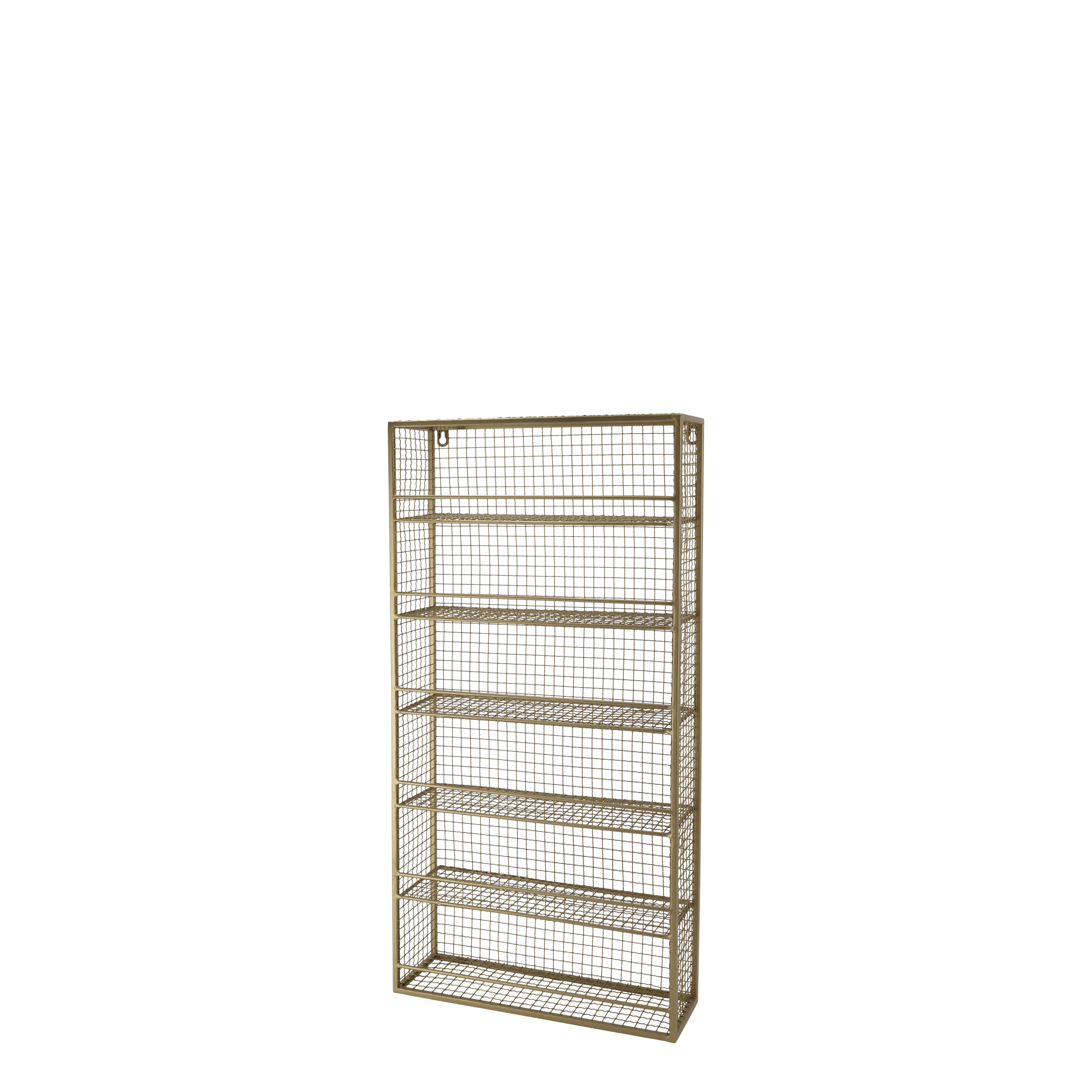 Wandregal aus Eisen in Antik-Messing, 77 cm hoch
