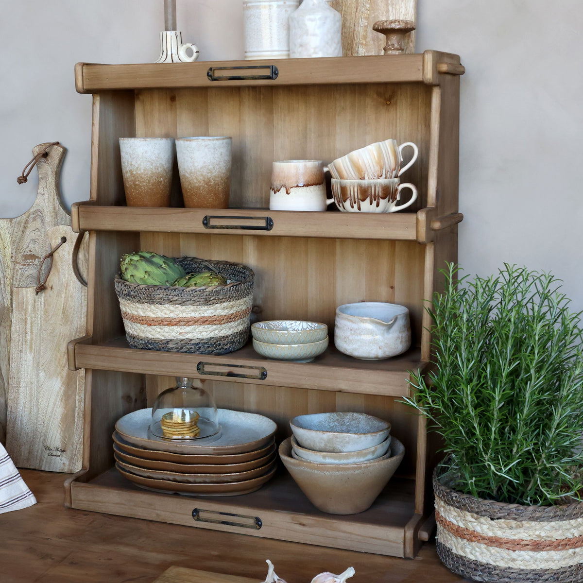 Regal mit 4 Ablagen aus Tannenholz, 73 cm hoch